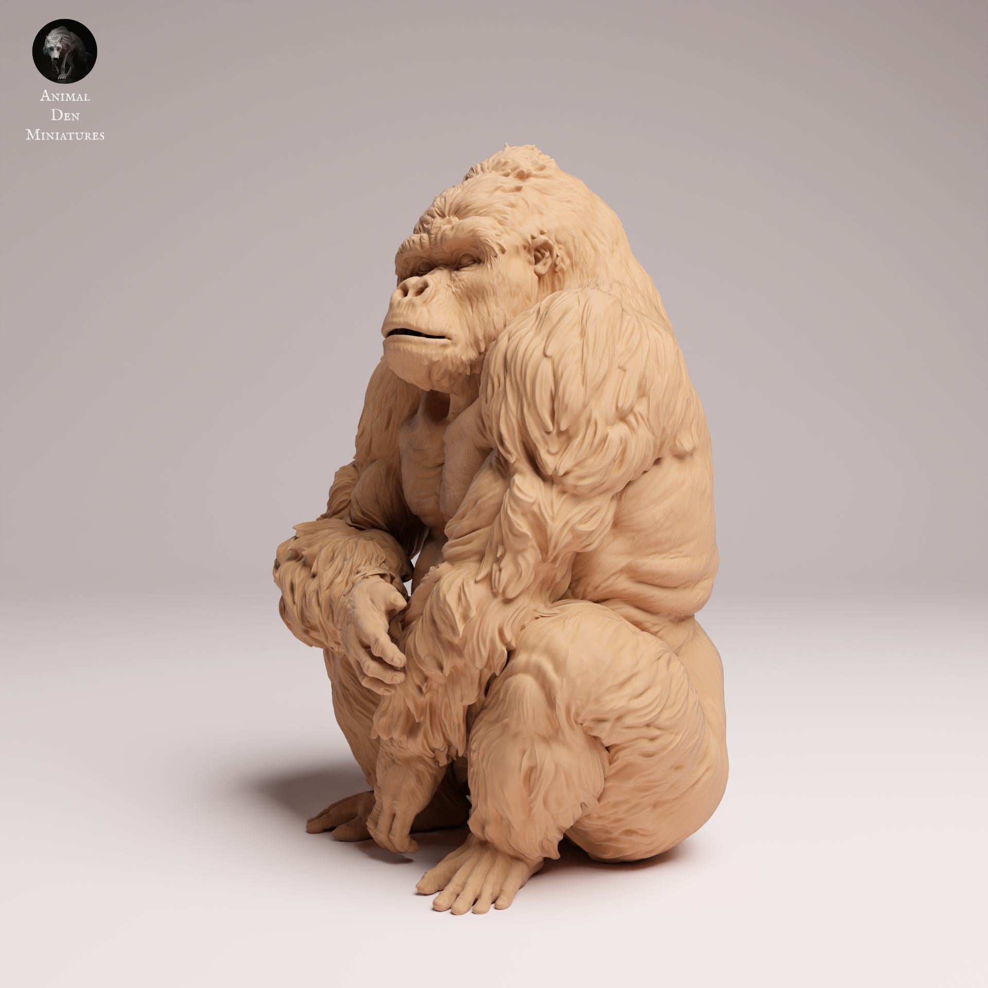 Zdjęcie produktu Figurki zwierzęcia Diorama, Modelarstwo: 0: Figurki zwierząt dżungli: siedzący wschodni goryl nizinny – srebrny grzbiet (Ref 25_07_06)