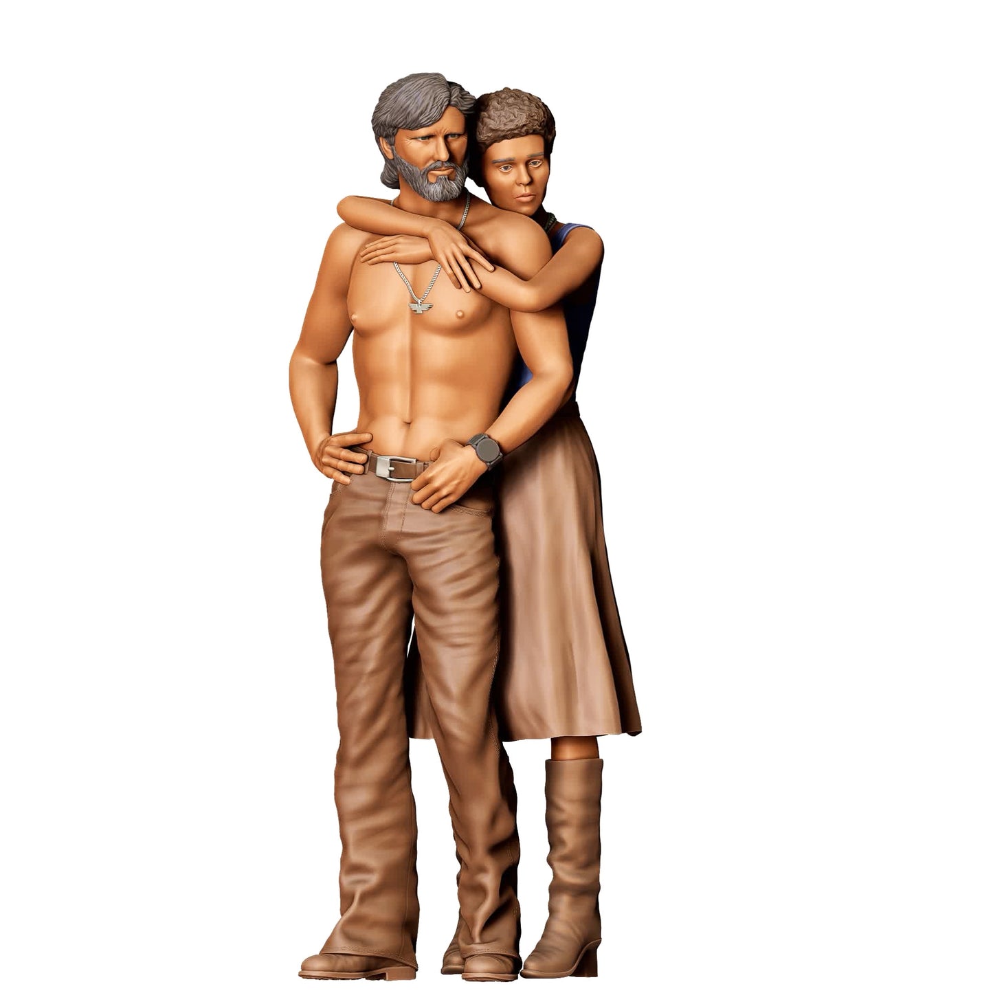 Foto do produto 0: Casal apaixonado: Homem com torso nu abraçado pela mulher