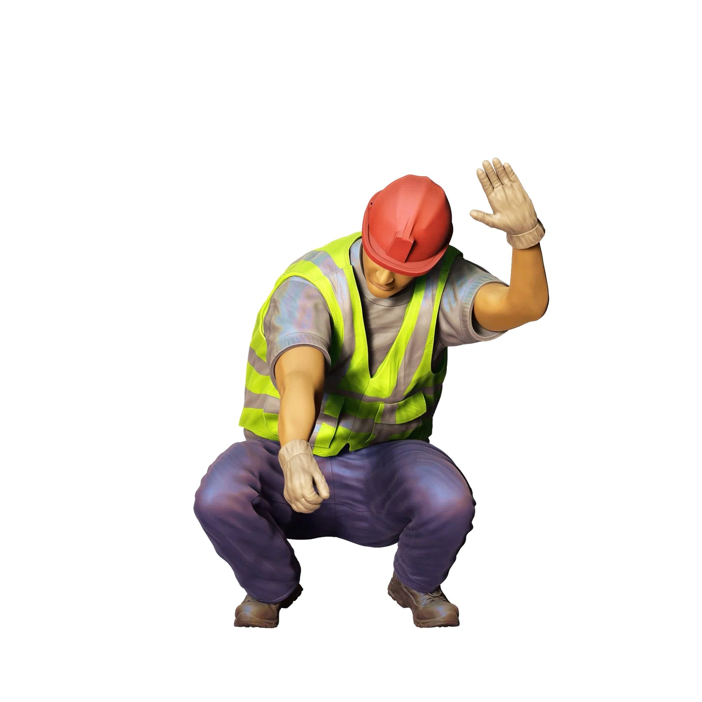 Foto do produto 0: Trabalhador de estrada de joelhos com capacete