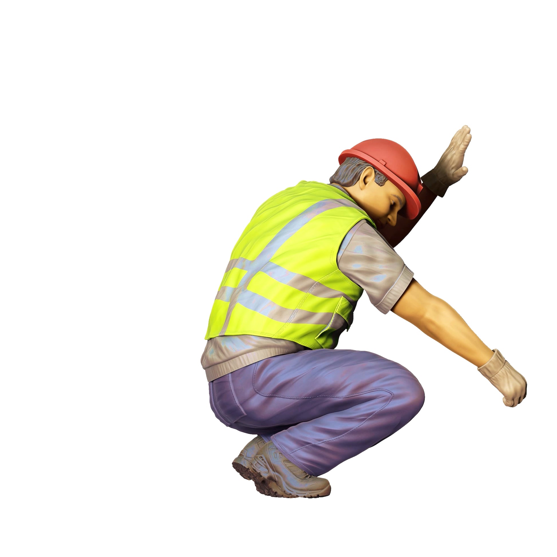 Produktfoto  0: Straßenarbeiter kniend mit Helm