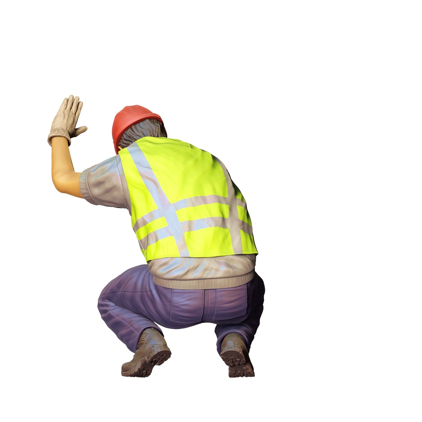 Foto do produto 0: Trabalhador de estrada de joelhos com capacete