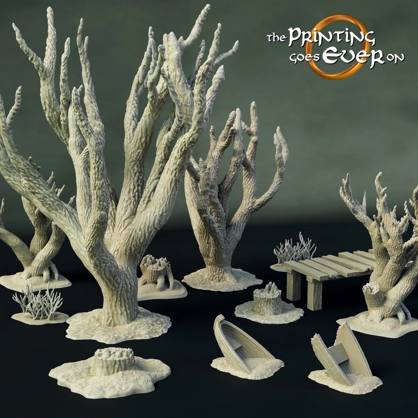Foto do Produto Tabletop 28mm The Printing Goes Ever On (TPGEO) 0: Terreno de Pântano - Árvores Encharcadas, Troncos de Árvore e Arbustos - Ambiente Mortal