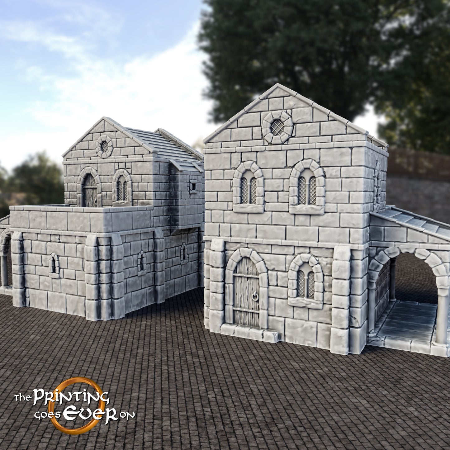 Produktová fotografie Tabletop 28mm Tisk pokračuje dál (TPGEO) 0: Středověký obytný dům A - Kamenná budova z lidského království Gonthan - Choditelný terén
