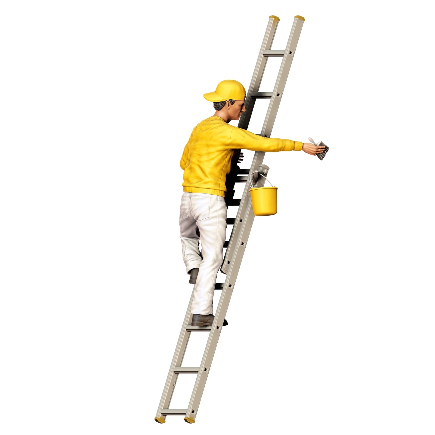 Miniatura figurka: Malíř/ Lakýrník s štětcem a kýblem - Řemeslník na žebříku (č. 277)