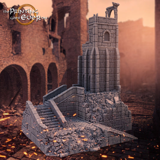 Product photo Tabletop 28mm The Printing Goes Ever On (TPGEO) 0: Ruined medieval tower - Remains of military building - Destroyed outpost