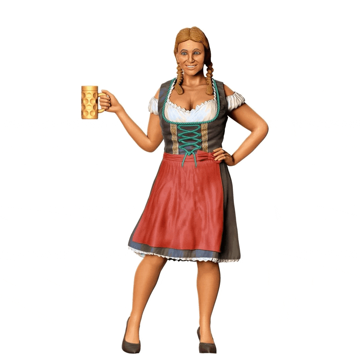 Miniatura Figur Oktoberfest: Wiesen Gäste: Žena v tradičním dirndlu s pivním džbánem (č. 290)