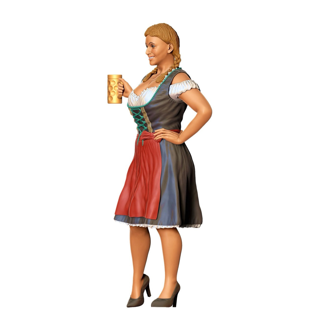 Miniatura Figur Oktoberfest: Wiesen Gäste: Žena v tradičním dirndlu s pivním džbánem (č. 290)