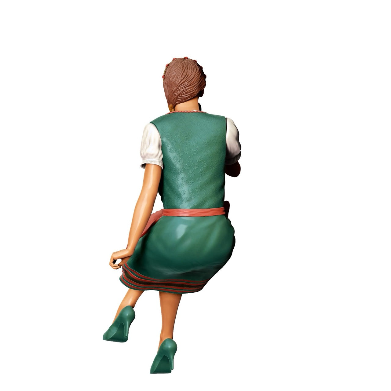 Miniatura Figur Oktoberfest: Convidados da Feira: Mulher Sentada com Traje Tradicional de Dirndl e Caneca de Cerveja (Nr. 291)