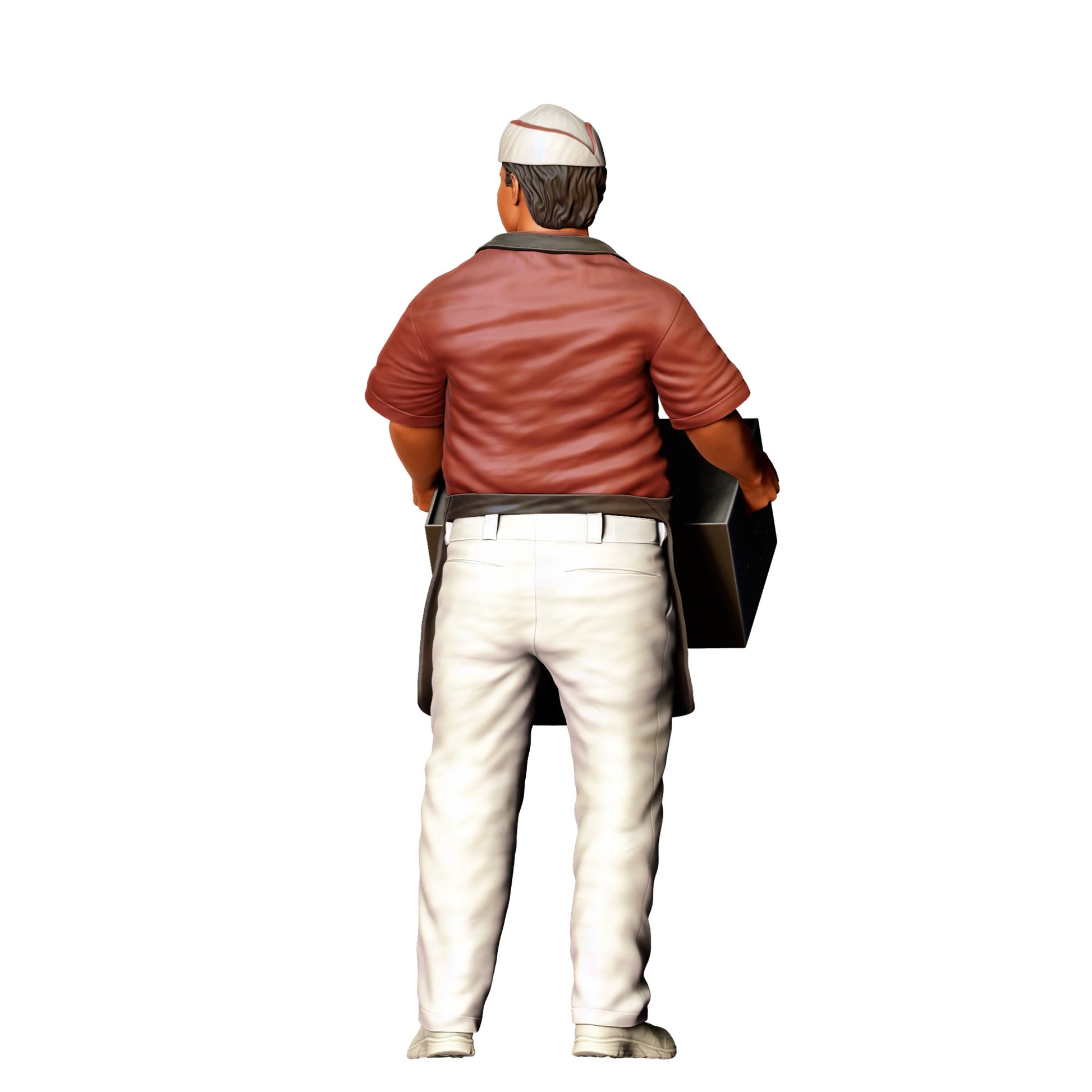 Model dioramy zdjęcie produktu 0: Sprzedawca z hotdogiem – figura w fartuchu i czapce (Nr ref. 410)