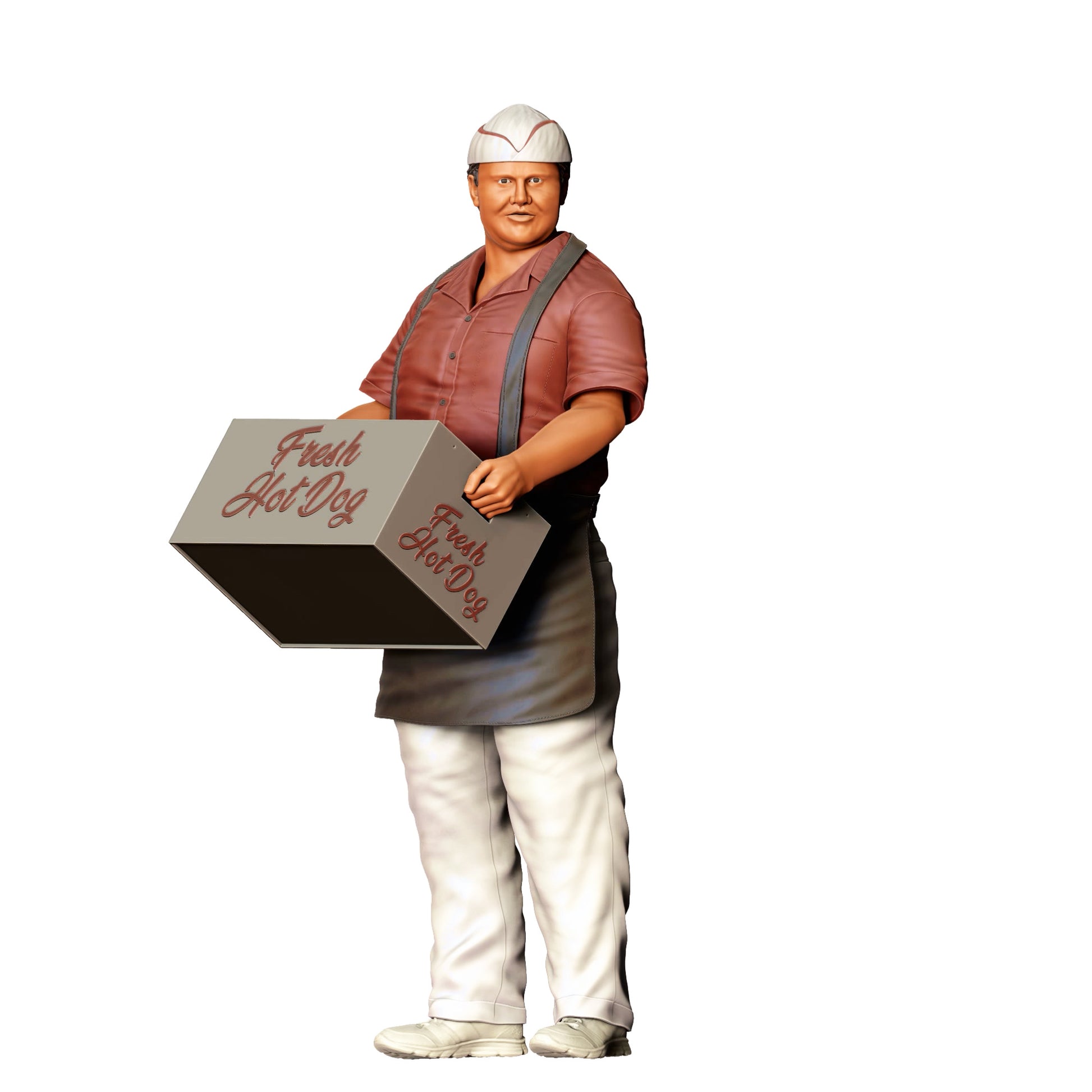 Model dioramy zdjęcie produktu 0: Sprzedawca z hotdogiem – figura w fartuchu i czapce (Nr ref. 410)