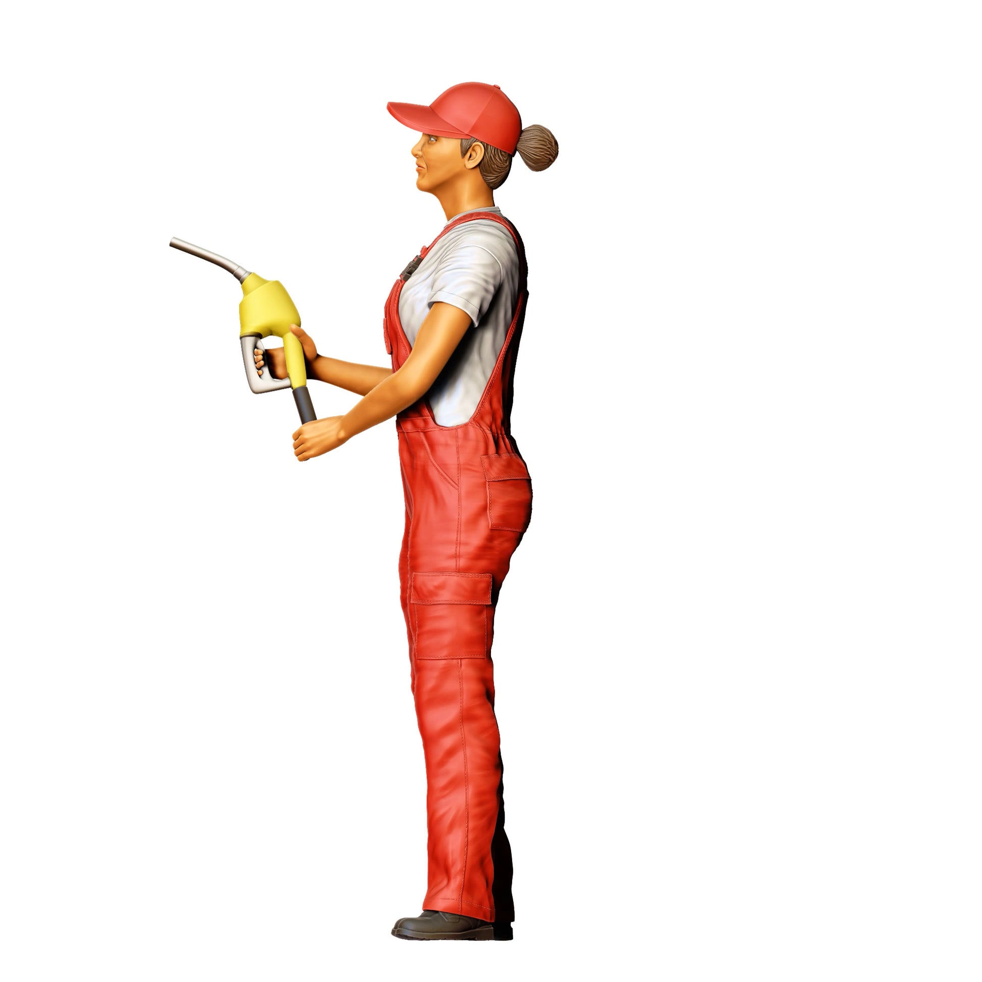 Diorama Modellbau Produktfoto 0: Tankwartin in Overall – Figur mit Zapfpistole und Kappe (Ref. Nr. 432)