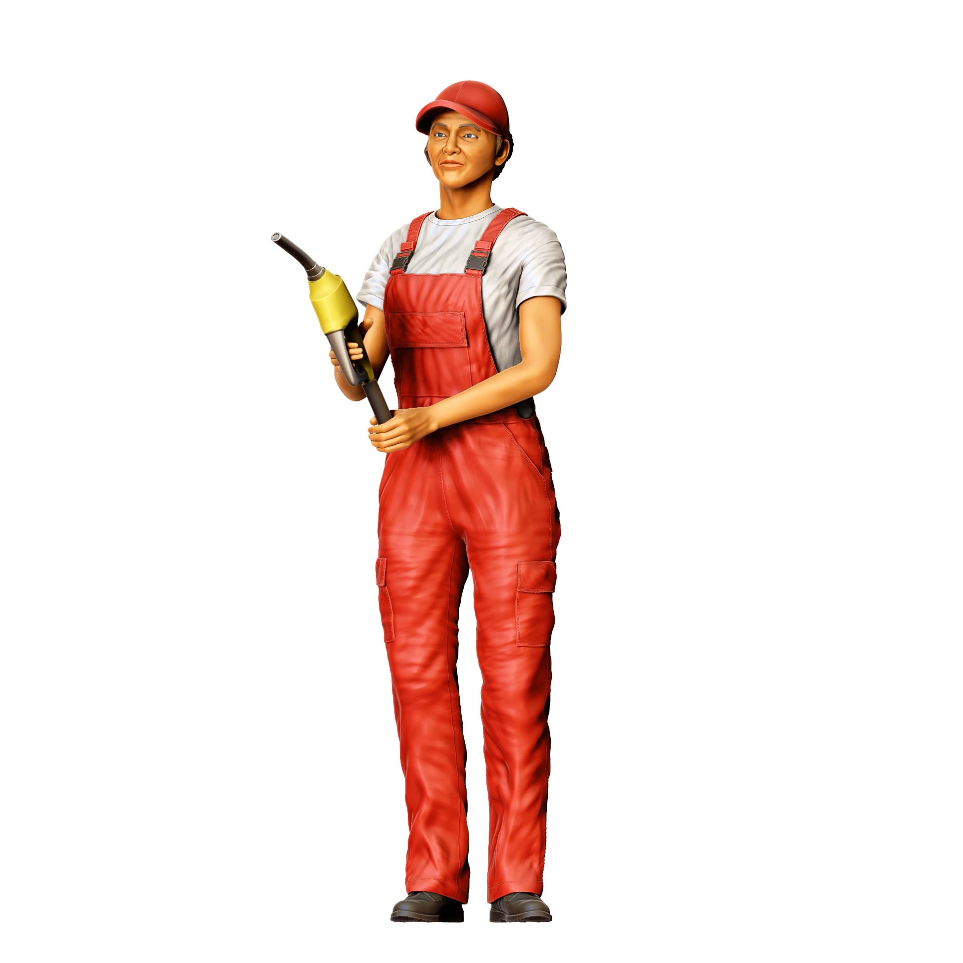 Diorama Modellbau Produktfoto 0: Tankwartin in Overall – Figur mit Zapfpistole und Kappe (Ref. Nr. 432)