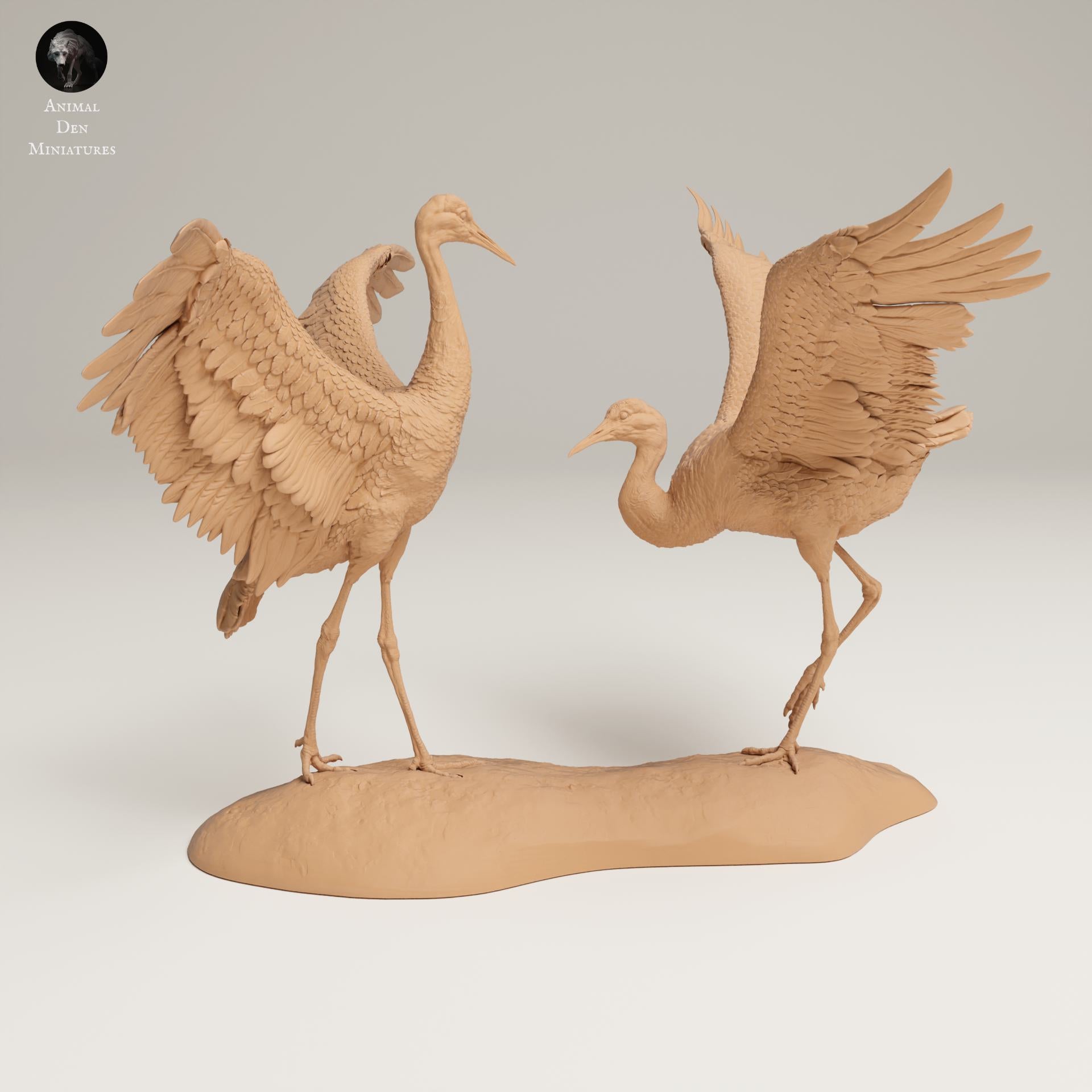 Produktfoto Tier Figur Diorama, Modellbau: 0: Wildtier Figur: Tanzende Kanadakraniche – Große Sandhügelkraniche (Ref 25_06_10)