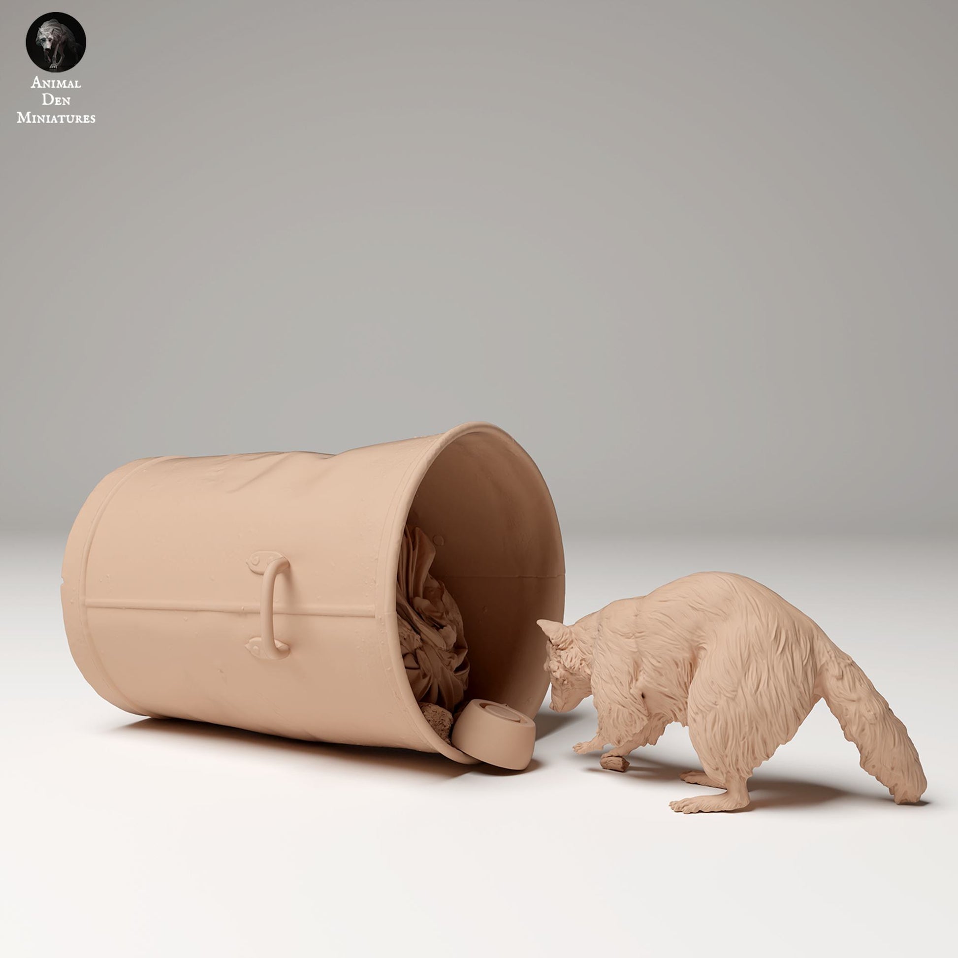 Product photo Animal Figure Diorama, Model Building: 0: Wildlife Figure: Raccoon rummaging through trash (Ref 24_09_08)