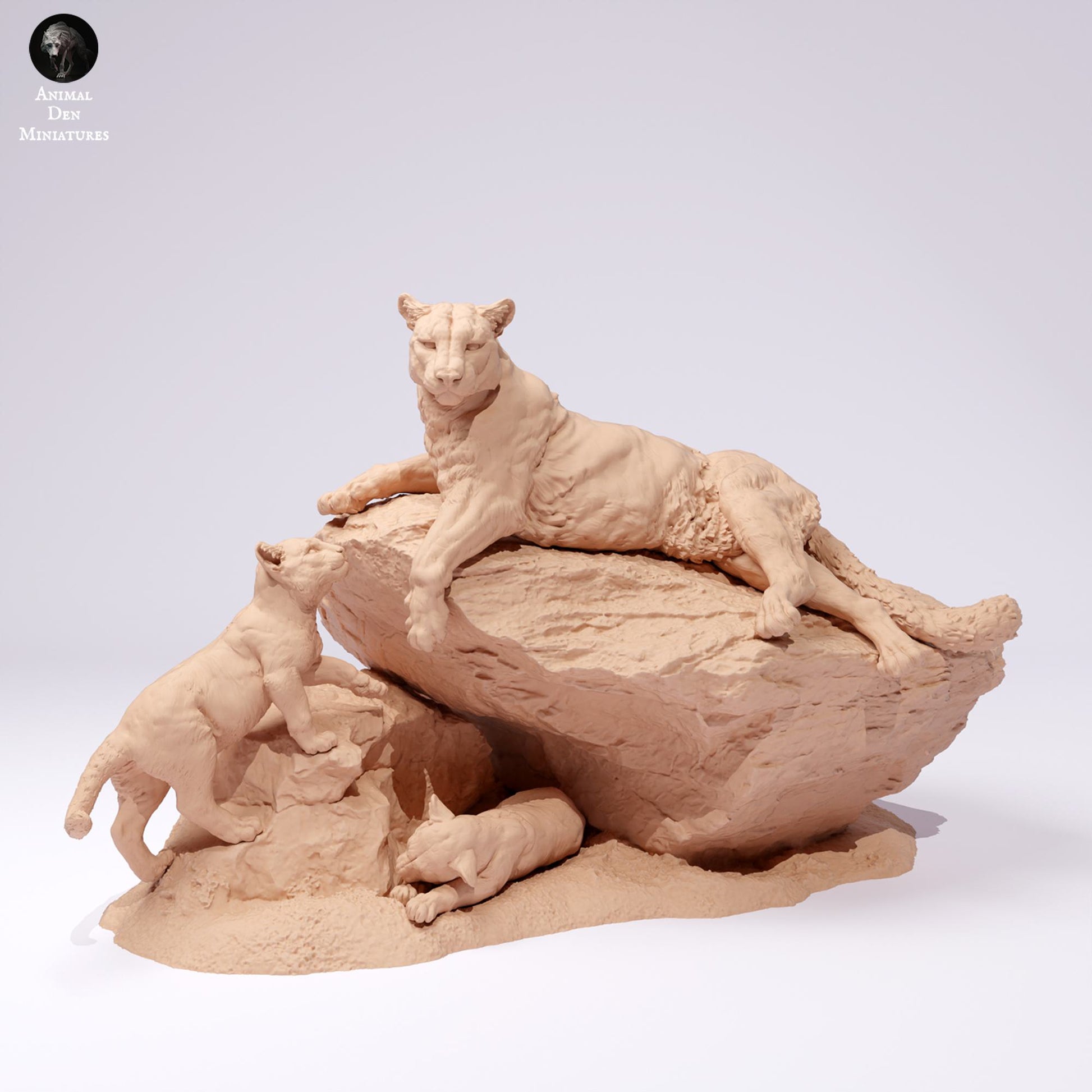Produktfoto Tier Figur Diorama, Modellbau: 0: Wildtier Figur: Berglöwen auf einem Felsen (Ref 25_01_05)