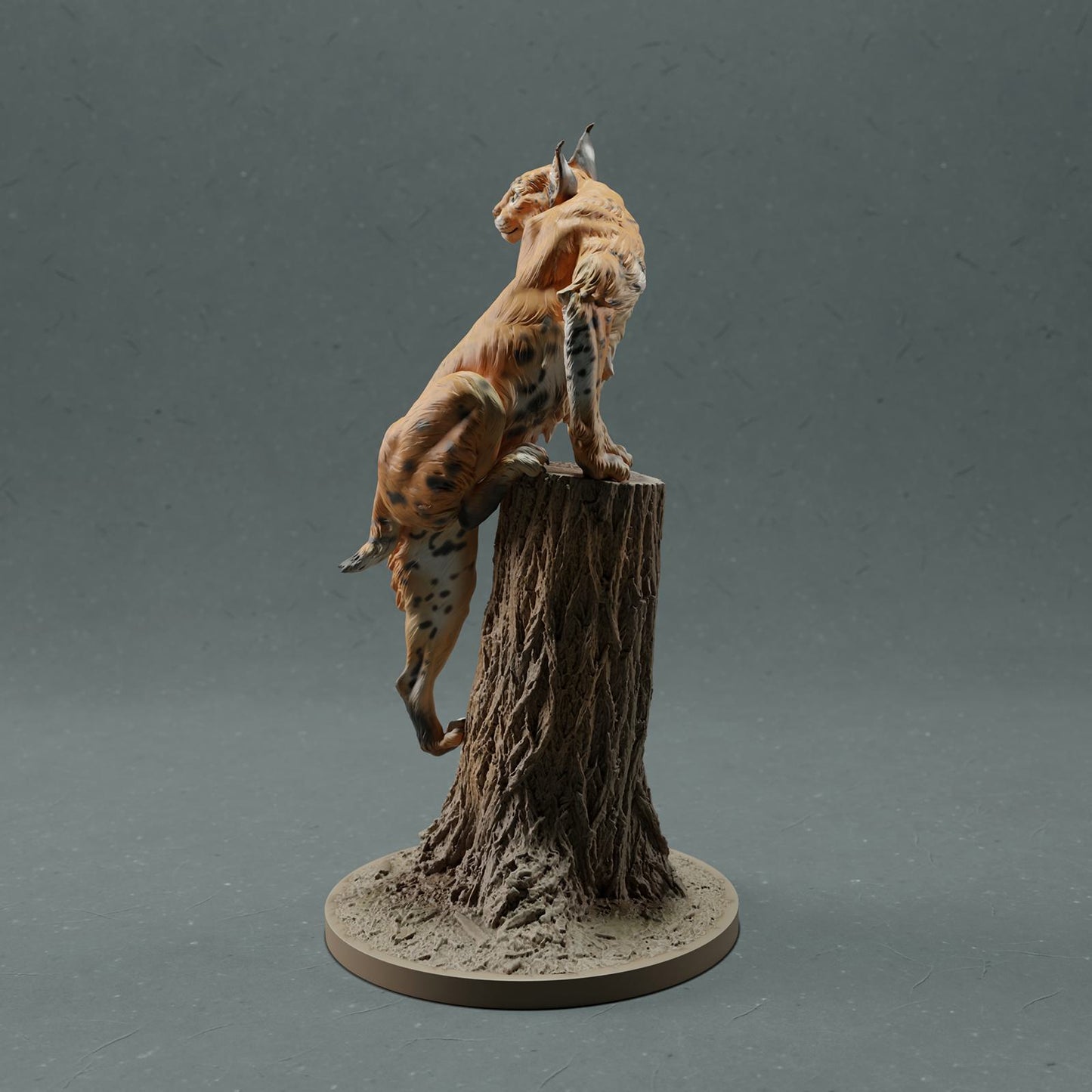 Produktová fotografie zvířecí figurky dioráma, modelářství: 0: Divoká zvířecí figurka: Rys na stromě – Bobcat (Ref 01_01_30)