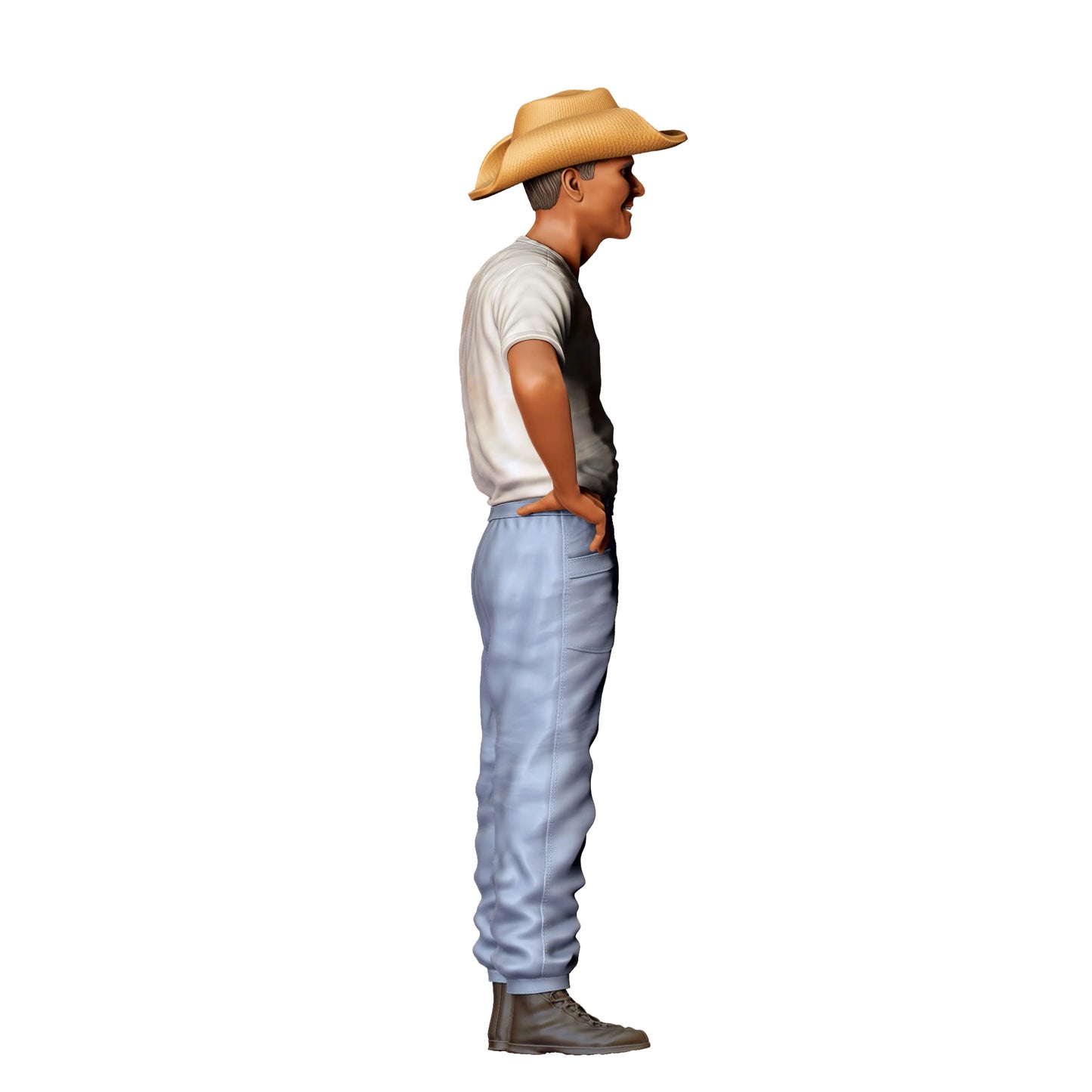 Diorama Modellbau Produktfoto 0: Cowboy mit Händen in der Hüfte – Figur im T-Shirt und Hut (Ref. Nr. 404)