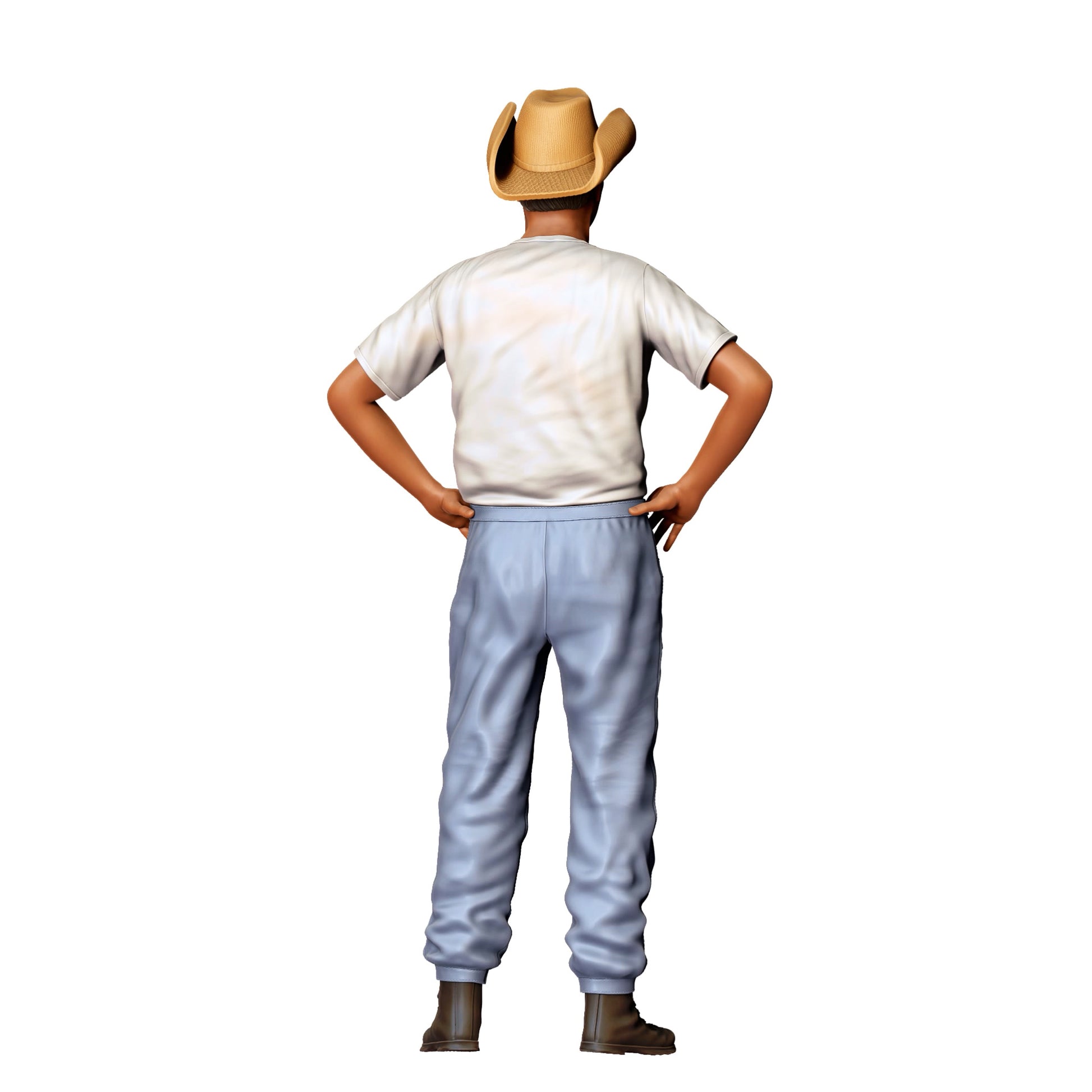 Diorama modelarskie zdjęcie produktu 0: Kowboj z rękami na biodrach – figura w koszulce i kapeluszu (Nr ref. 404)