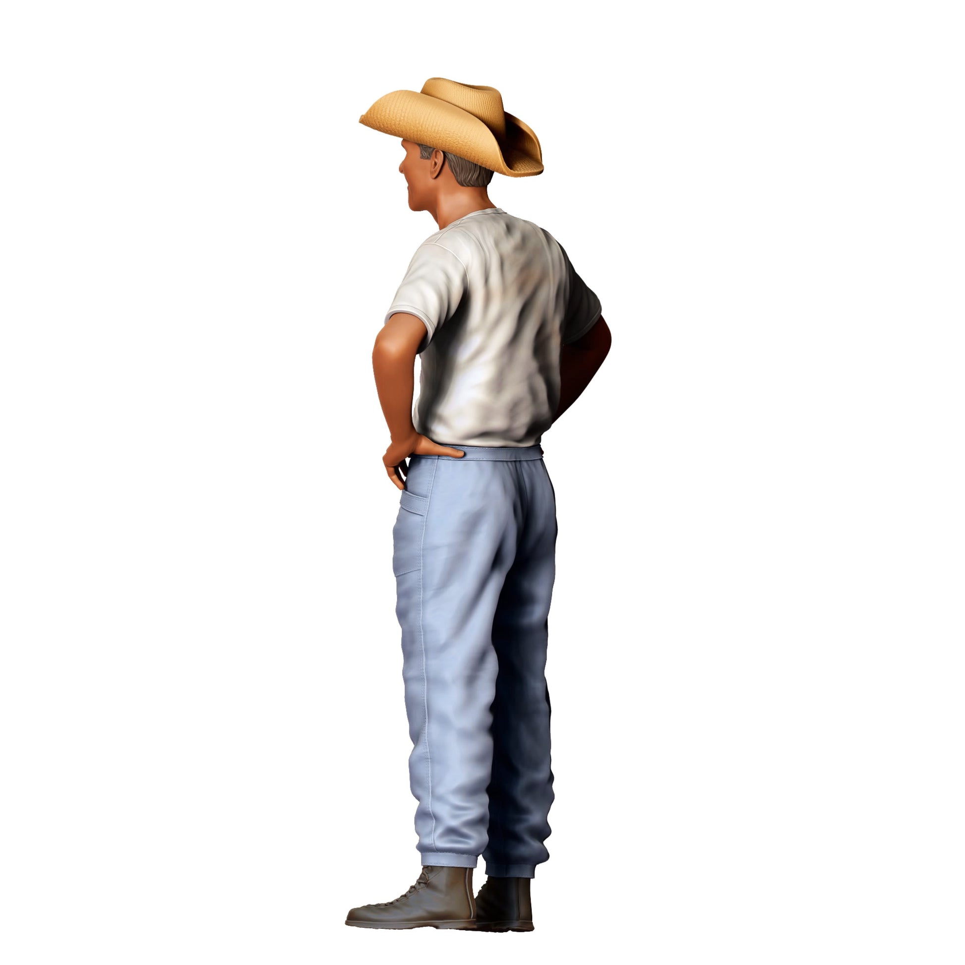 Diorama modelarskie zdjęcie produktu 0: Kowboj z rękami na biodrach – figura w koszulce i kapeluszu (Nr ref. 404)