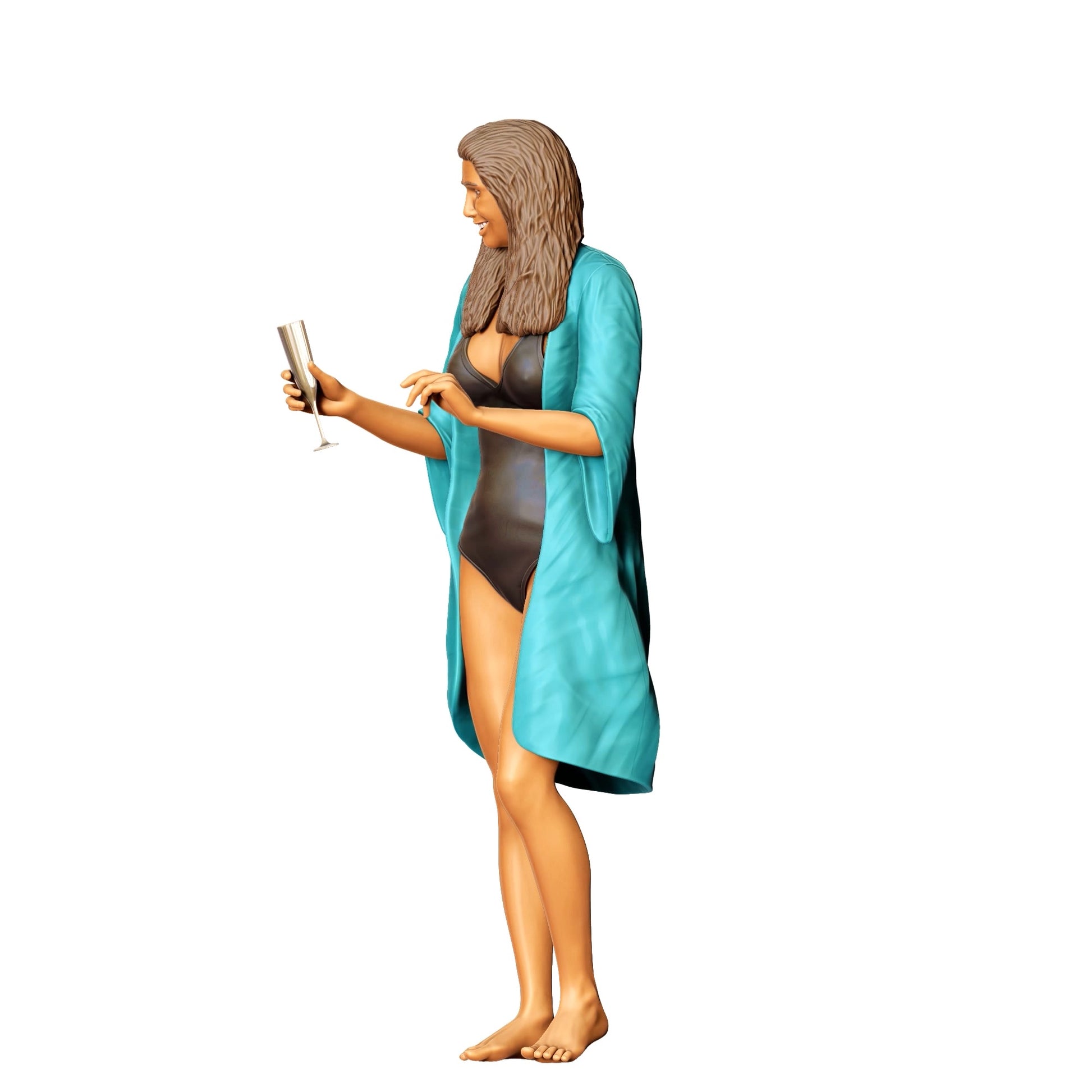 Diorama Modellbau Produktfoto 0: Pool Party Gäste - Frau mit Badeanzug und Sektglas (Ref. Nr. 322)