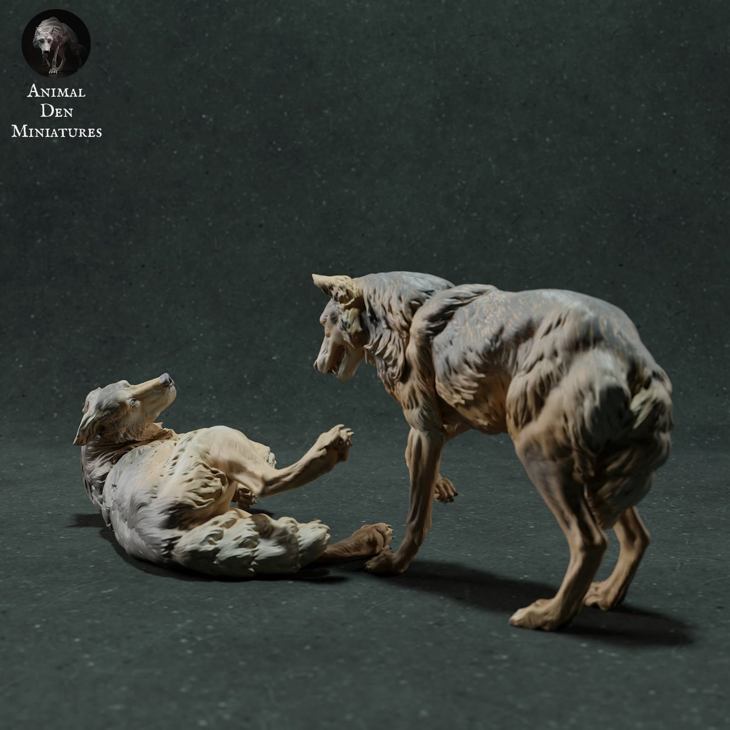 Foto do produto Figura de Animal Diorama, Modelismo: 0: Figura de Animal Selvagem: Lobos Ibéricos – Cena Brincando (Ref 01_01_29)