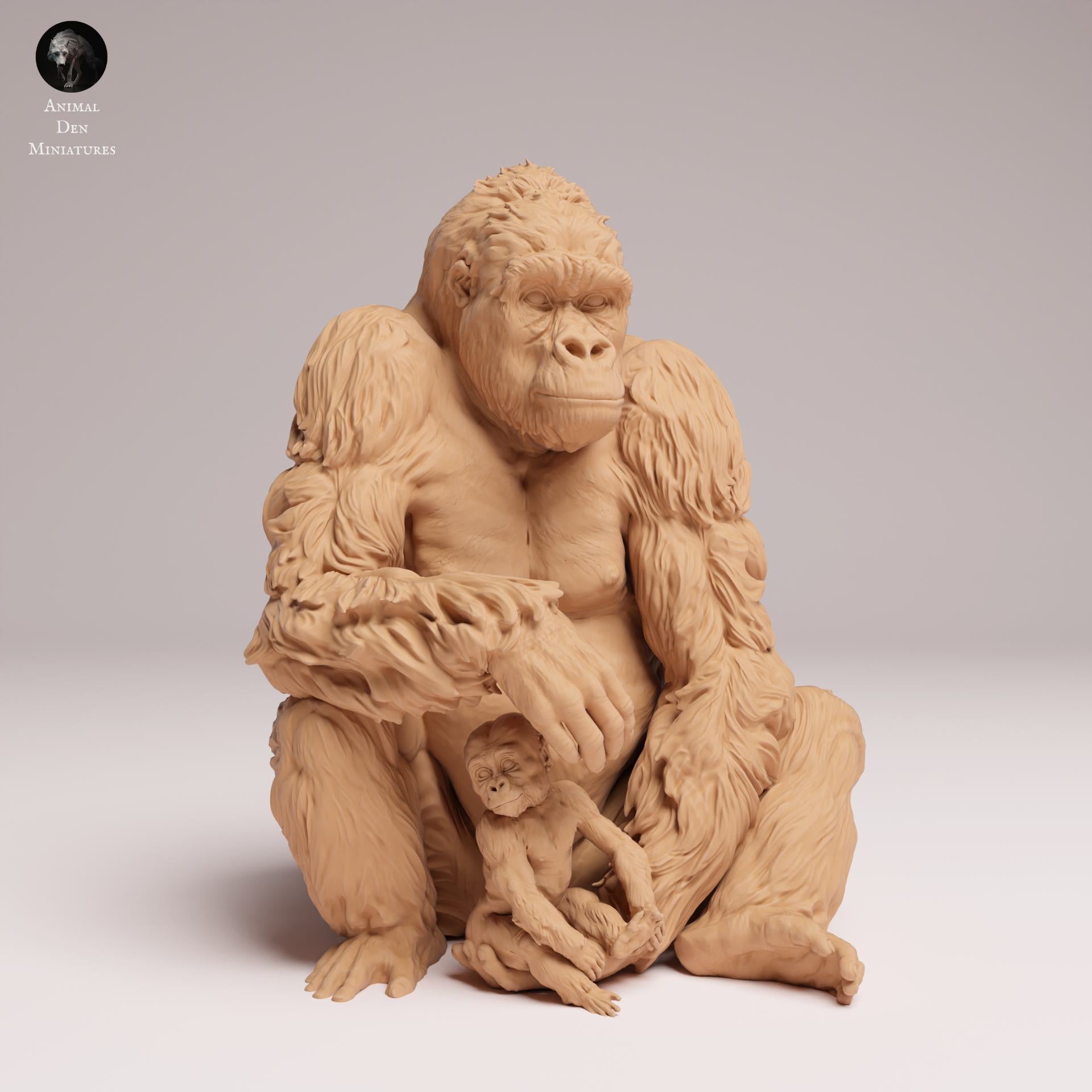 Produktfoto Tier Figur Diorama, Modellbau: 0: Dschungel Tier Figur: sitzende Östliche Flachlandgorilla Mutter mit Jungem (Ref 25_07_09)