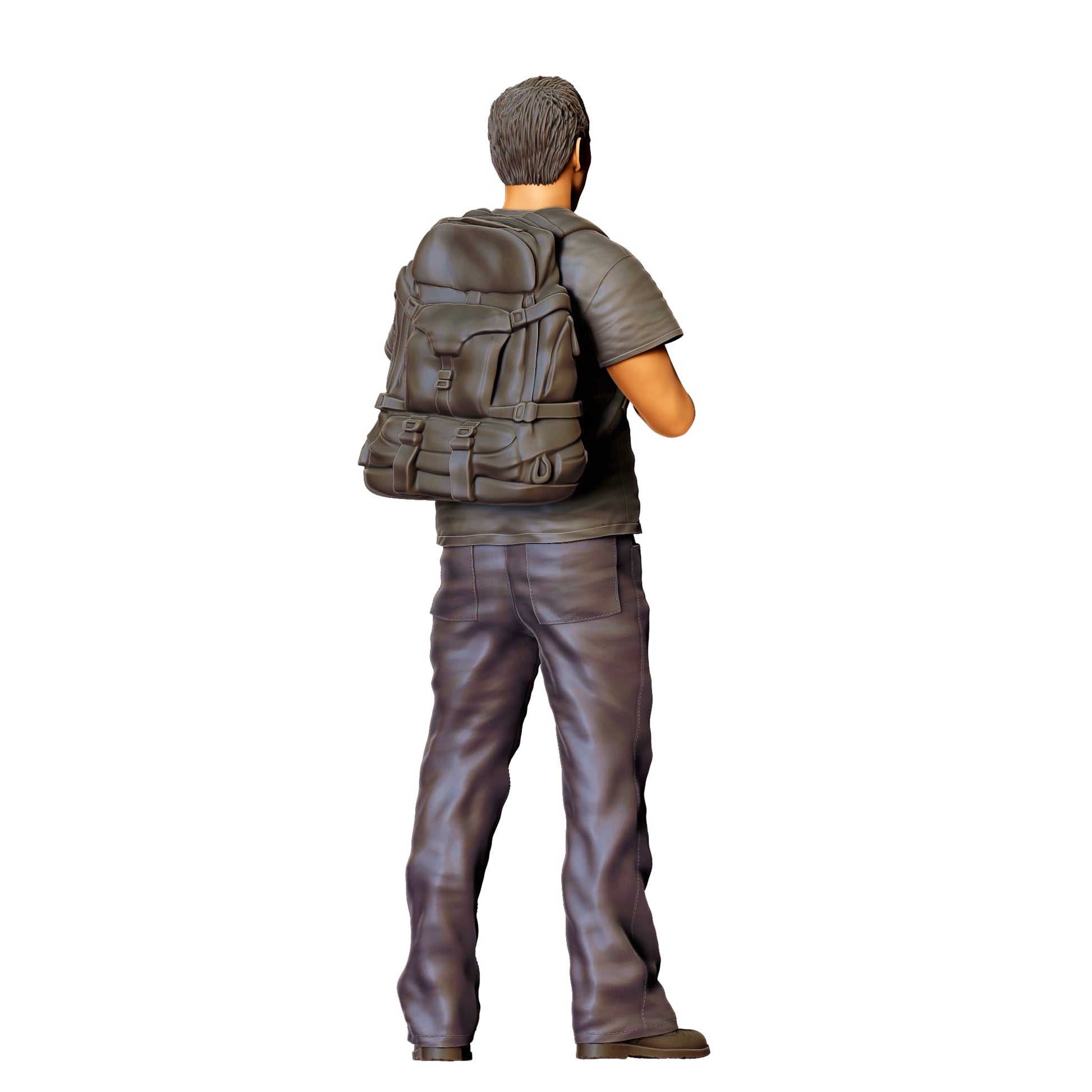 Diorama Modellbau Produktfoto 0: Junger Mann mit Rucksack – Figur in Freizeitkleidung und neutraler Haltung (Ref. Nr. 441)