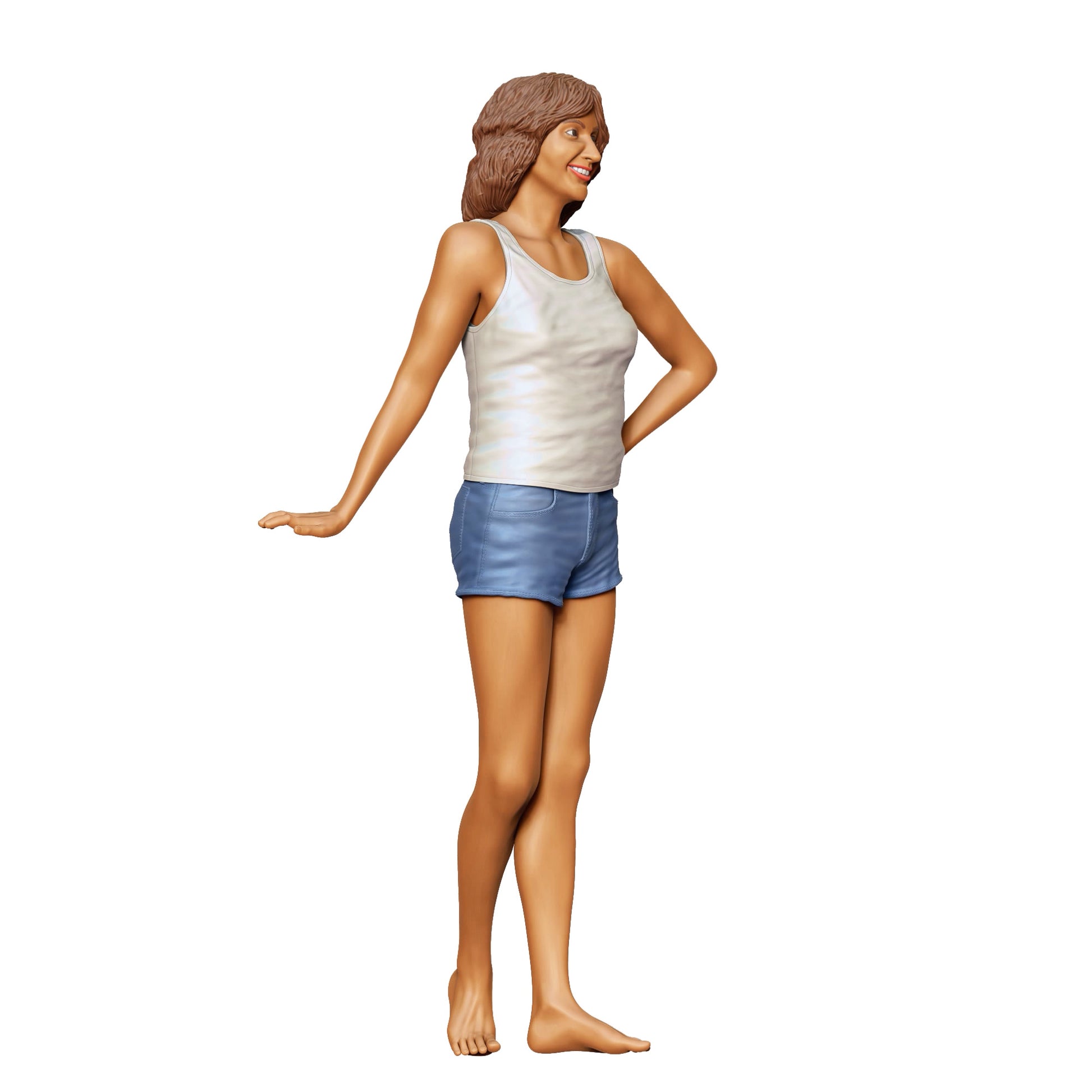 Foto del prodotto diorama modellistico 0: Donna in canotta e pantaloni corti – Figura in posa estiva rilassata (Rif. n. 436)