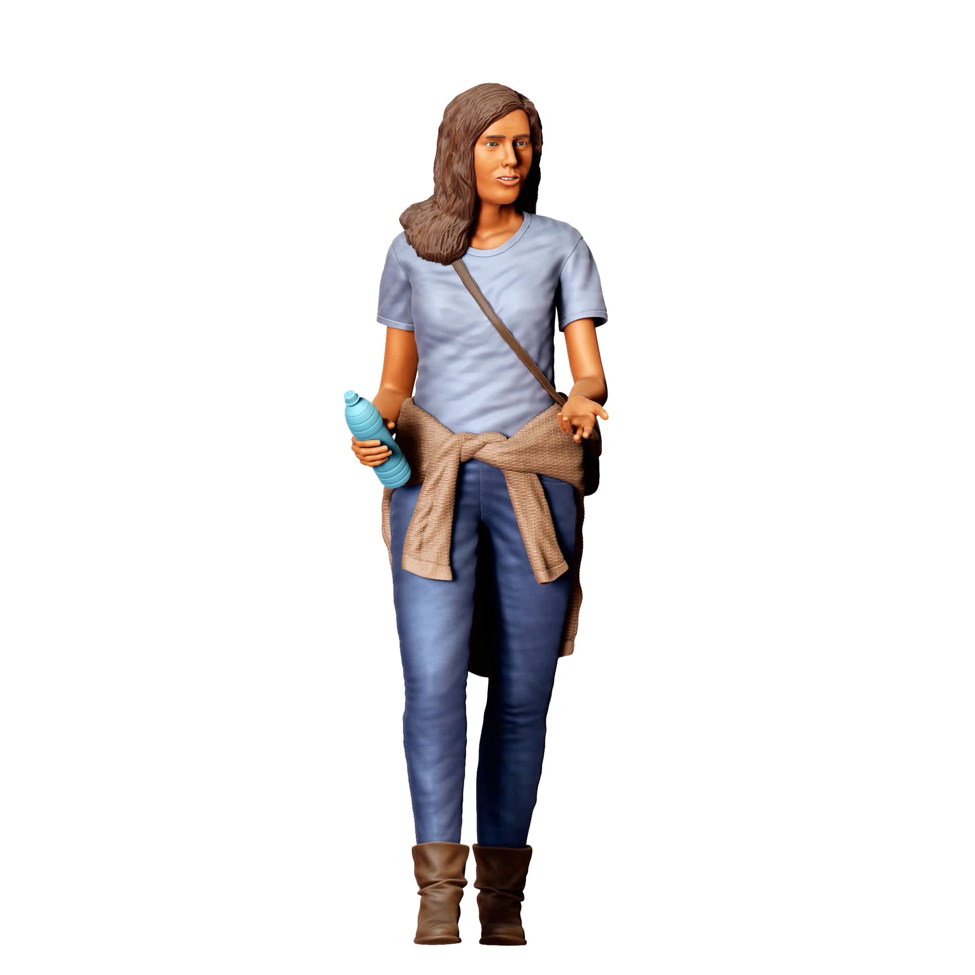 Diorama model building product photo 0: Woman with water bottle – figure in sporty casual clothing and bag (Ref. No. 421)