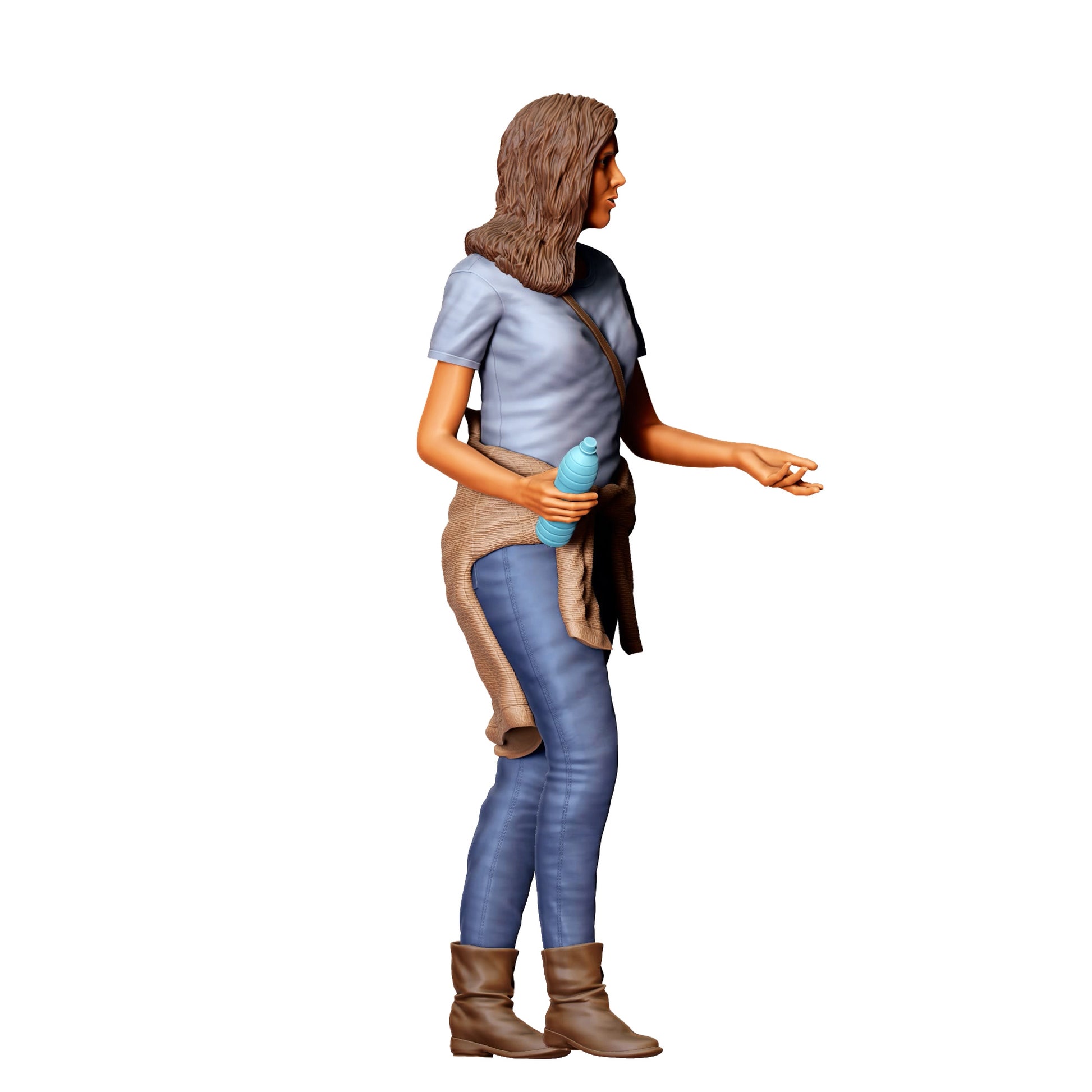 Diorama model building product photo 0: Woman with water bottle – figure in sporty casual clothing and bag (Ref. No. 421)