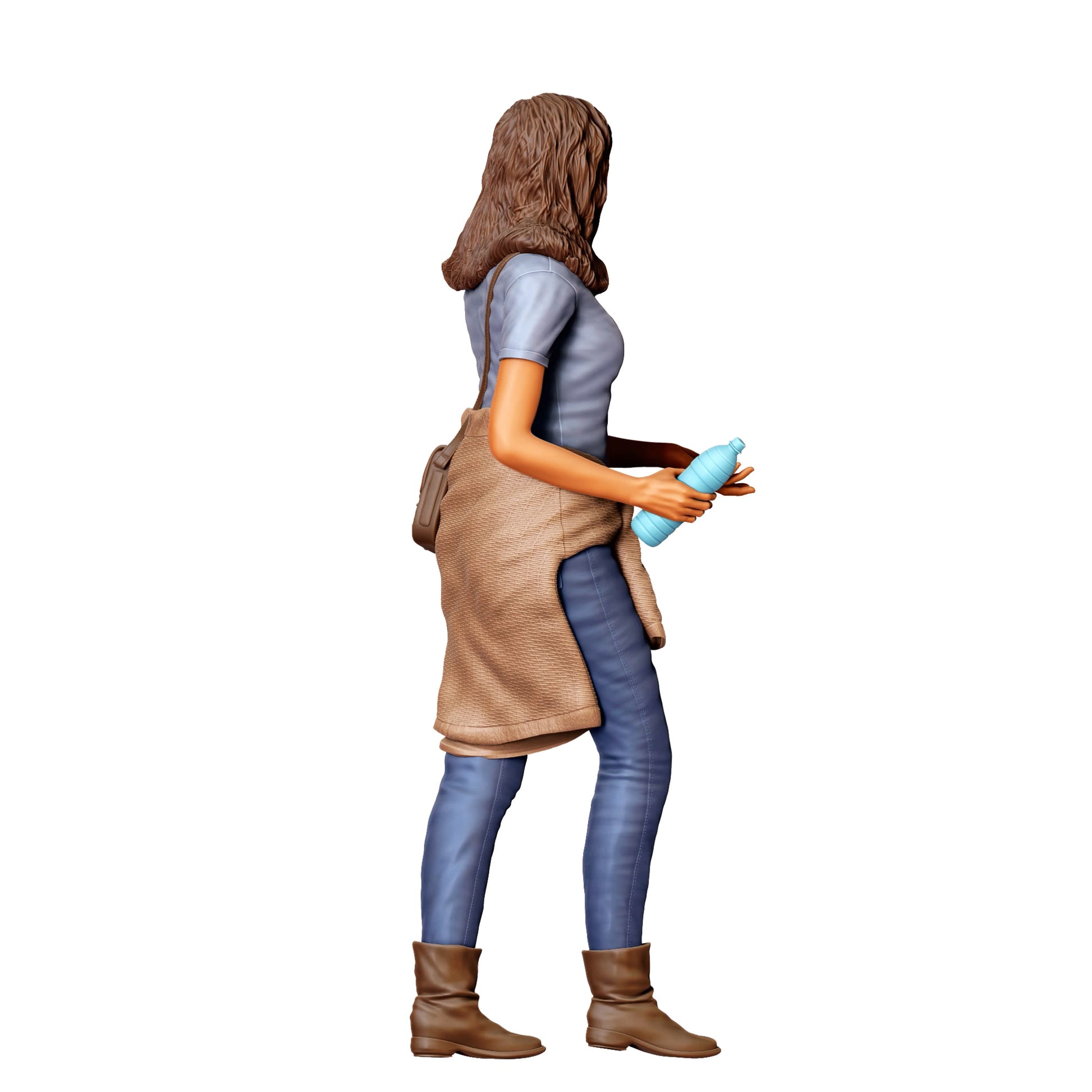 Diorama model building product photo 0: Woman with water bottle – figure in sporty casual clothing and bag (Ref. No. 421)