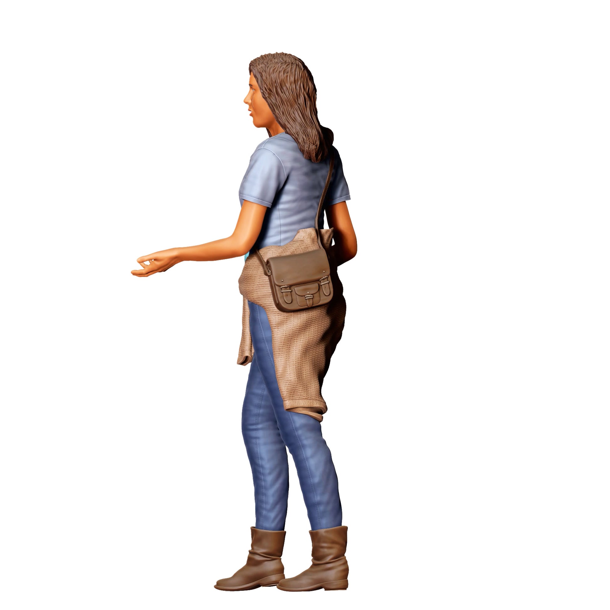 Diorama model building product photo 0: Woman with water bottle – figure in sporty casual clothing and bag (Ref. No. 421)