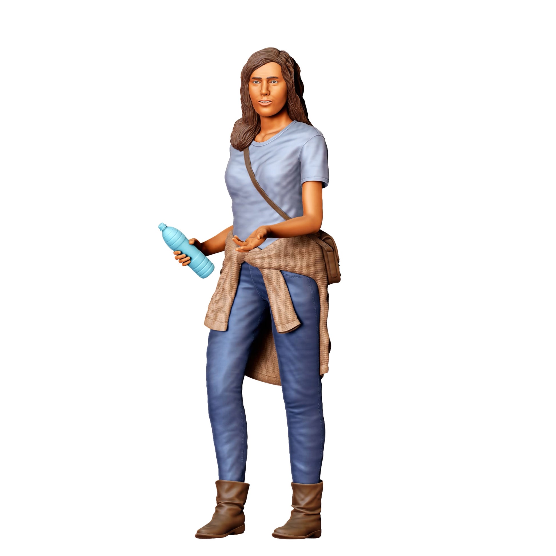 Diorama model building product photo 0: Woman with water bottle – figure in sporty casual clothing and bag (Ref. No. 421)