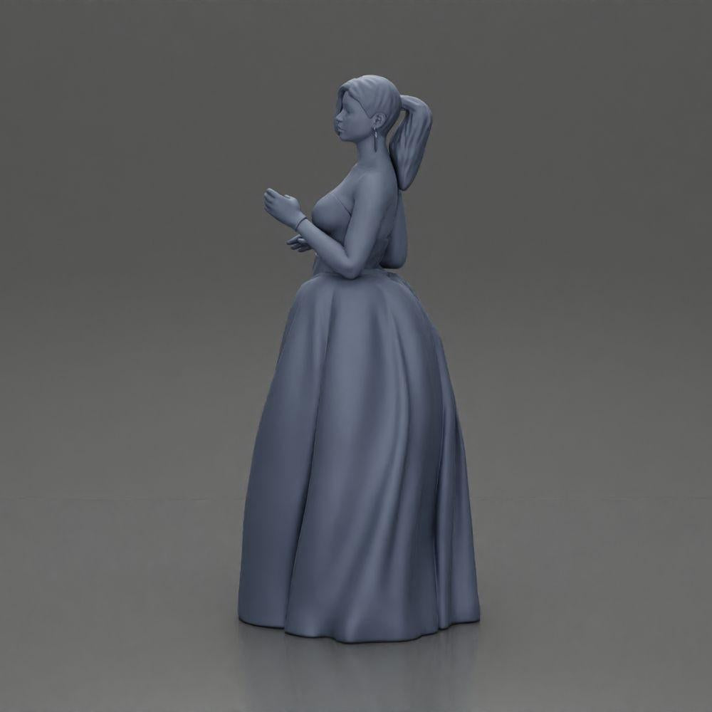 Diorama Modellbau Produktfoto 17: Diorama Figur: Miniatur-Braut in bodenlangem weißen Kleid mit Blumenstrauß (Ref Nr. A132)