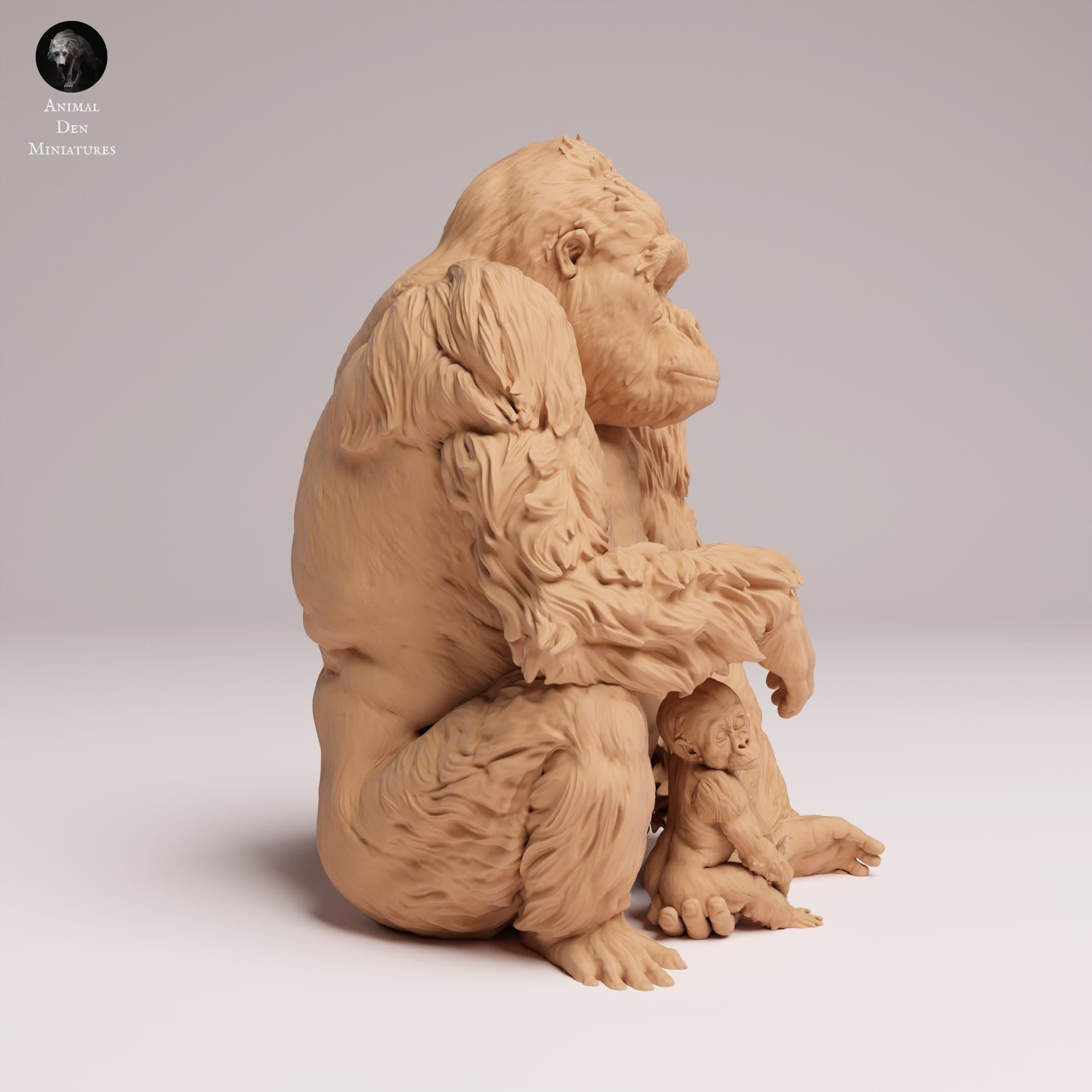 Produktfoto Tier Figur Diorama, Modellbau: 0: Dschungel Tier Figur: sitzende Östliche Flachlandgorilla Mutter mit Jungem (Ref 25_07_09)