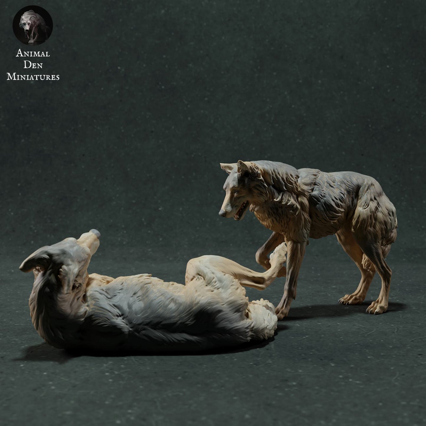 Foto do produto Figura de Animal Diorama, Modelismo: 0: Figura de Animal Selvagem: Lobos Ibéricos – Cena Brincando (Ref 01_01_29)