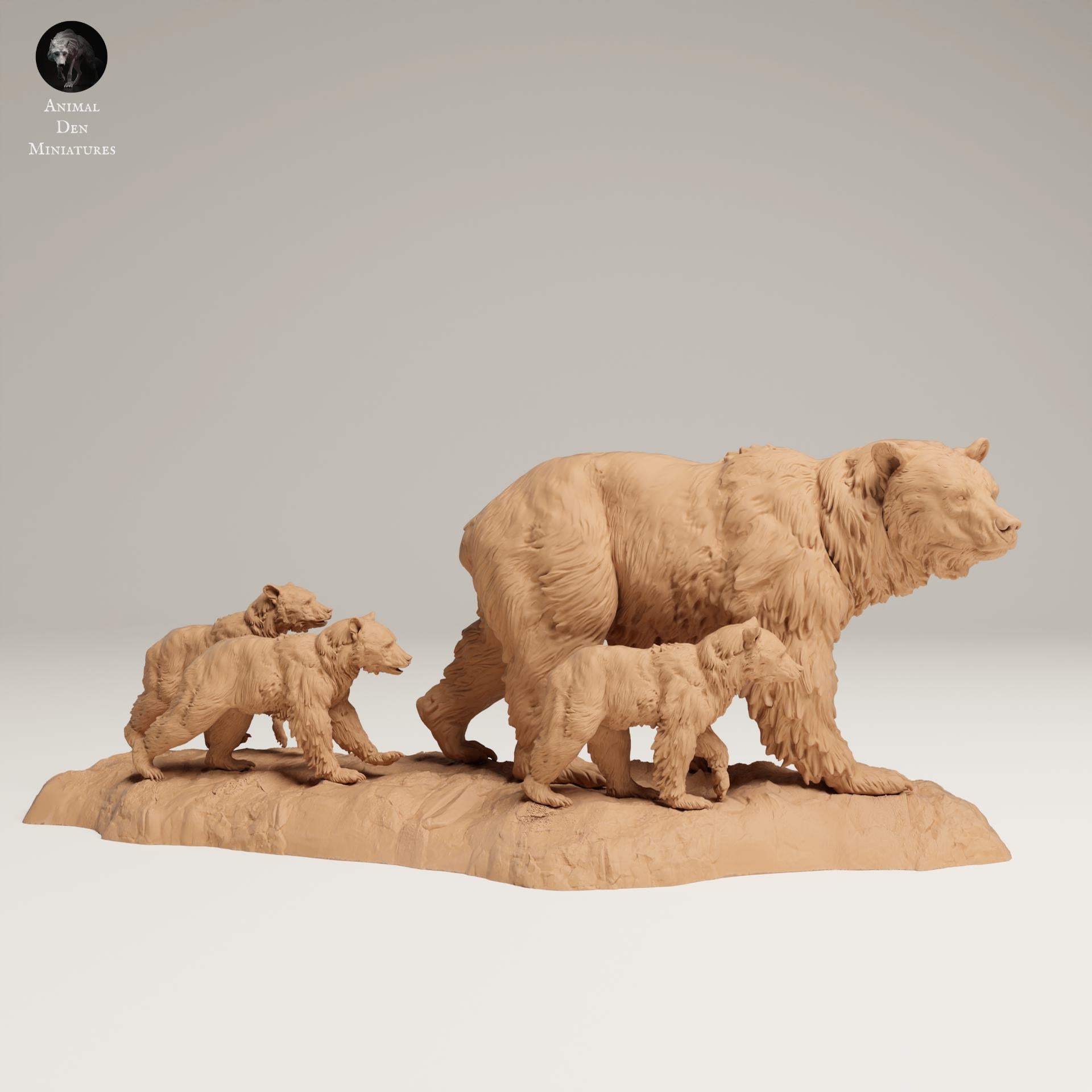 Zdjęcie produktu Figurki zwierząt Diorama, Modelarstwo: 0: Figurki dzikich zwierząt: Rodzina grizzly – Zestaw dioramy niedźwiedzi (Ref 25_06_05)