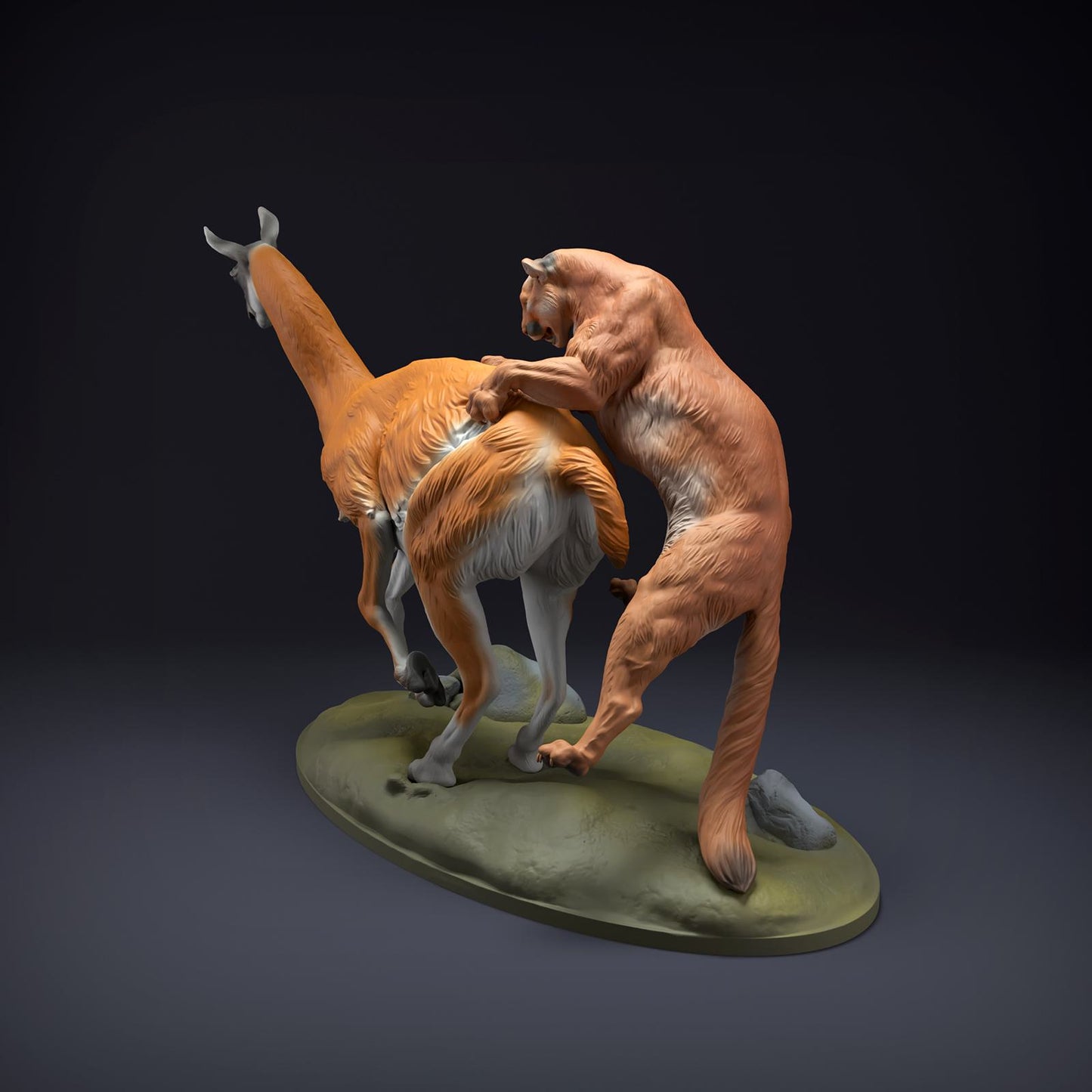 Produktfoto Tier Figur Diorama, Modellbau: 0: Wildtier Figur: Berglöwe jagt Guanako (Ref 01_01_51)
