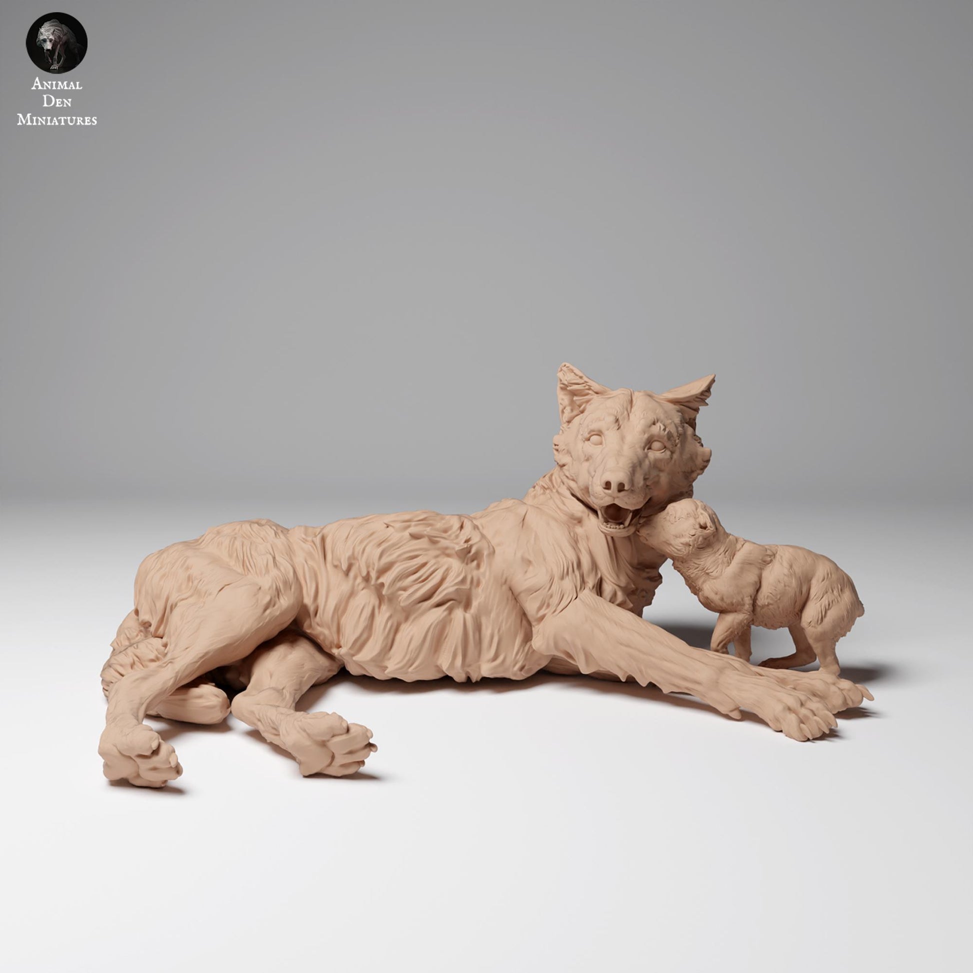 Produktfoto Tier Figur Diorama, Modellbau: 0: Wildtier Figur: Mongolischer Wolf mit Jungtier (Ref 24_12_07)