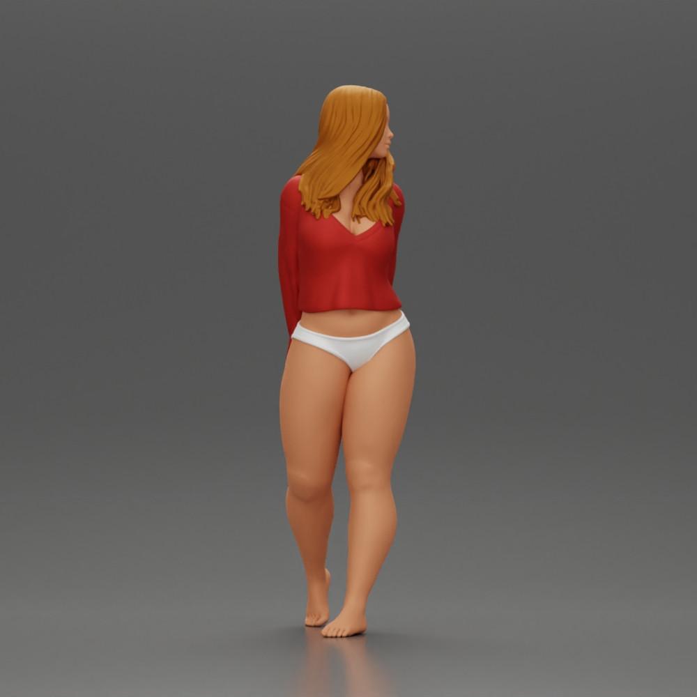 Imagem do produto de modelismo de diorama 2: Miniatura feminina para diorama, biquíni e camisa de manga longa, mãos para trás (Ref Nr. A53)