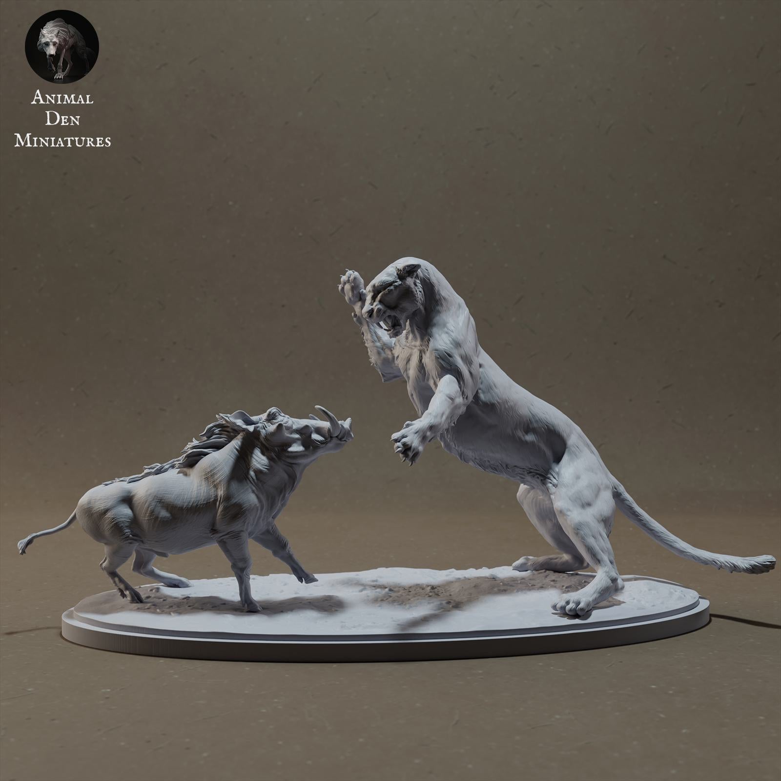 Produktfoto Tier Figur Diorama, Modellbau: 0: Wildtier Figur: Leopard jagt Warzenschwein – Tiere der Savanne (Ref 01_01_42)