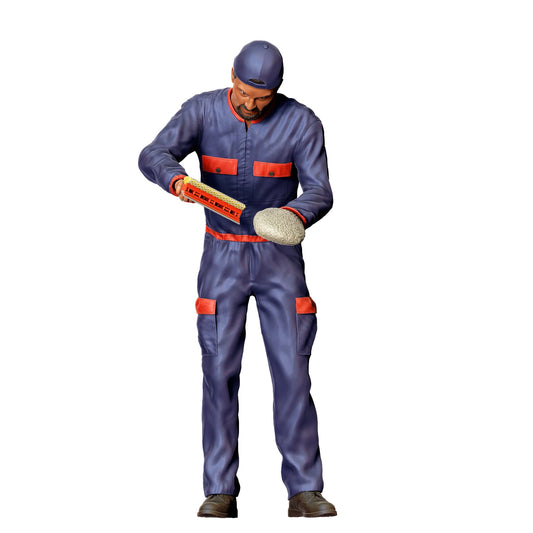 Modello diorama foto prodotto 0: Benzinaio con spugna e tergivetro – Figura in abbigliamento da lavoro (Rif. n. 434)