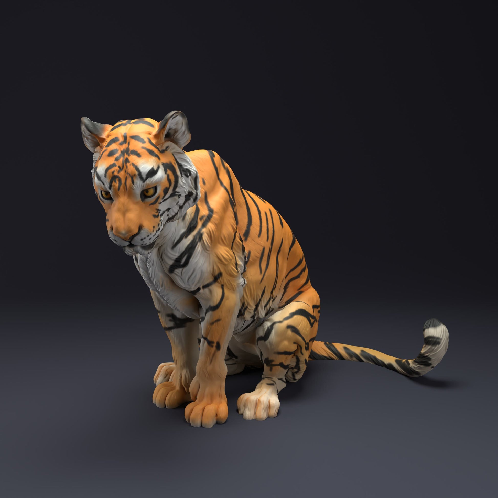 Produktfoto Tier Figur Diorama, Modellbau: 0: Wildtier Figur: sitzender Bengalischer Tiger (Ref 01_01_36)