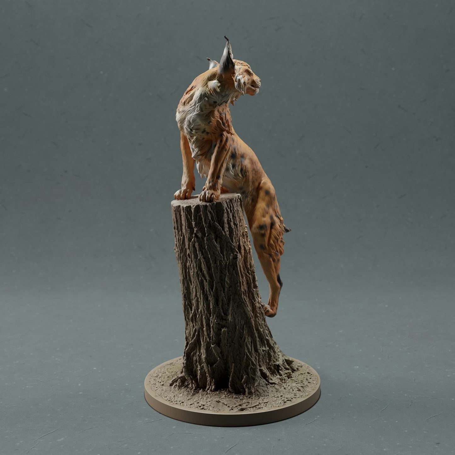 Produktová fotografie zvířecí figurky dioráma, modelářství: 0: Divoká zvířecí figurka: Rys na stromě – Bobcat (Ref 01_01_30)