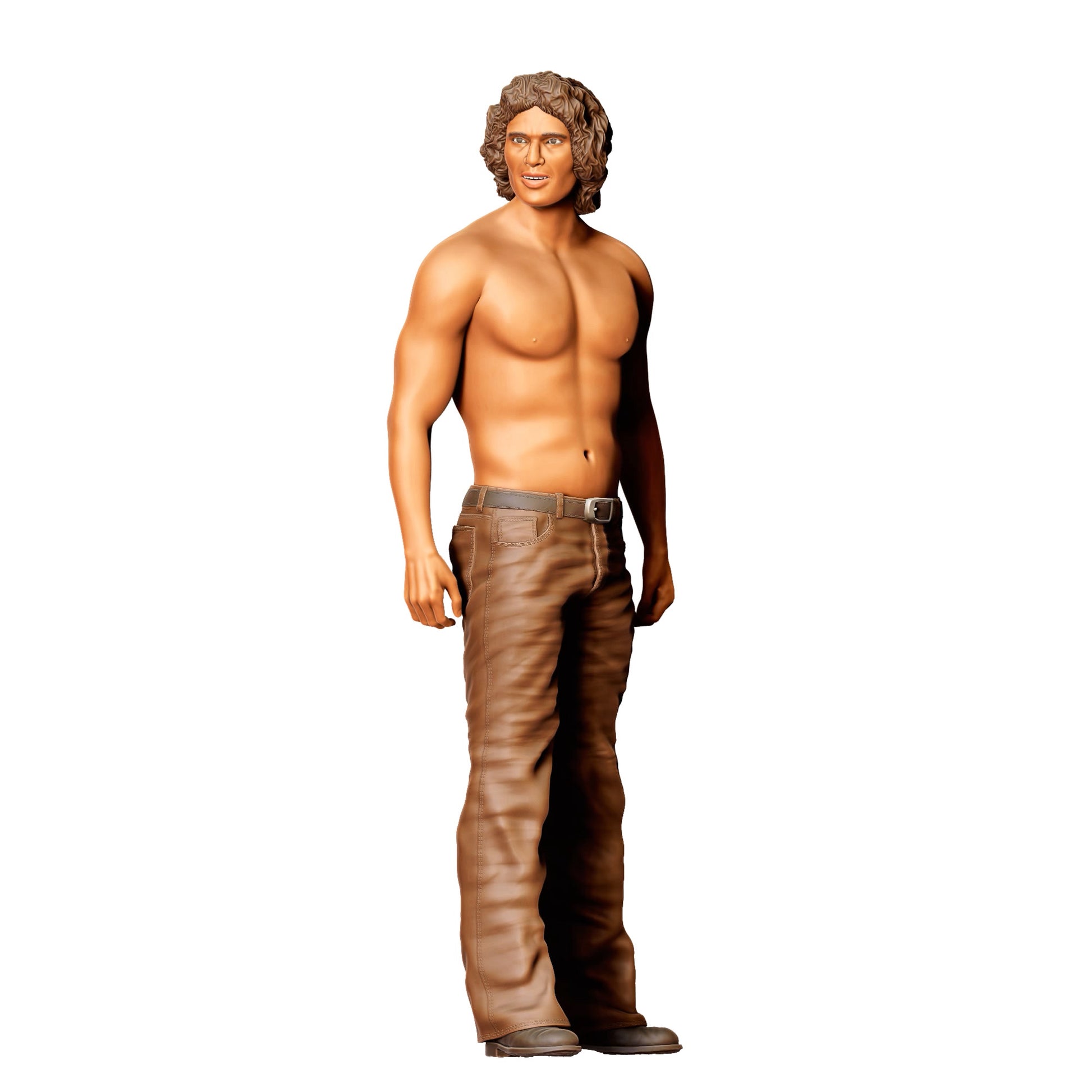 Diorama modelarski zdjęcie produktu 0: Mężczyzna z kręconymi włosami bez koszulki – figura w luźnych spodniach i zrelaksowanej postawie (Nr ref. 425)