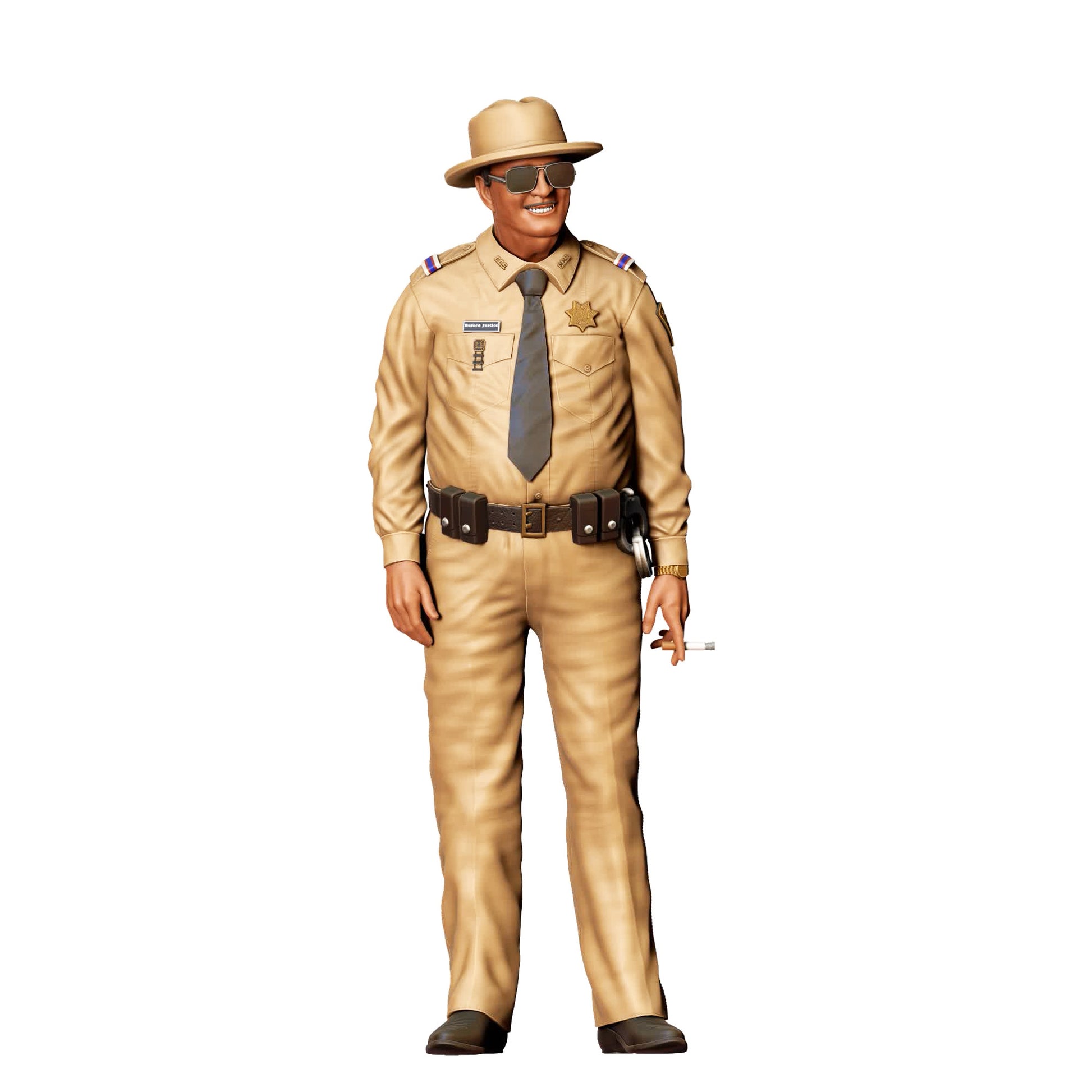 Diorama Modellbau Produktfoto 0: Sheriff mit Sonnenbrille und Hut – Figur in Uniform mit Krawatte (Ref. Nr. 406)