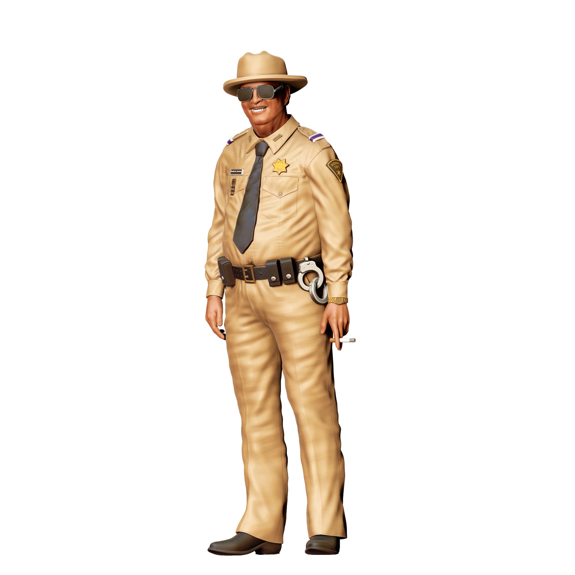 Diorama Modellbau Produktfoto 0: Sheriff mit Sonnenbrille und Hut – Figur in Uniform mit Krawatte (Ref. Nr. 406)