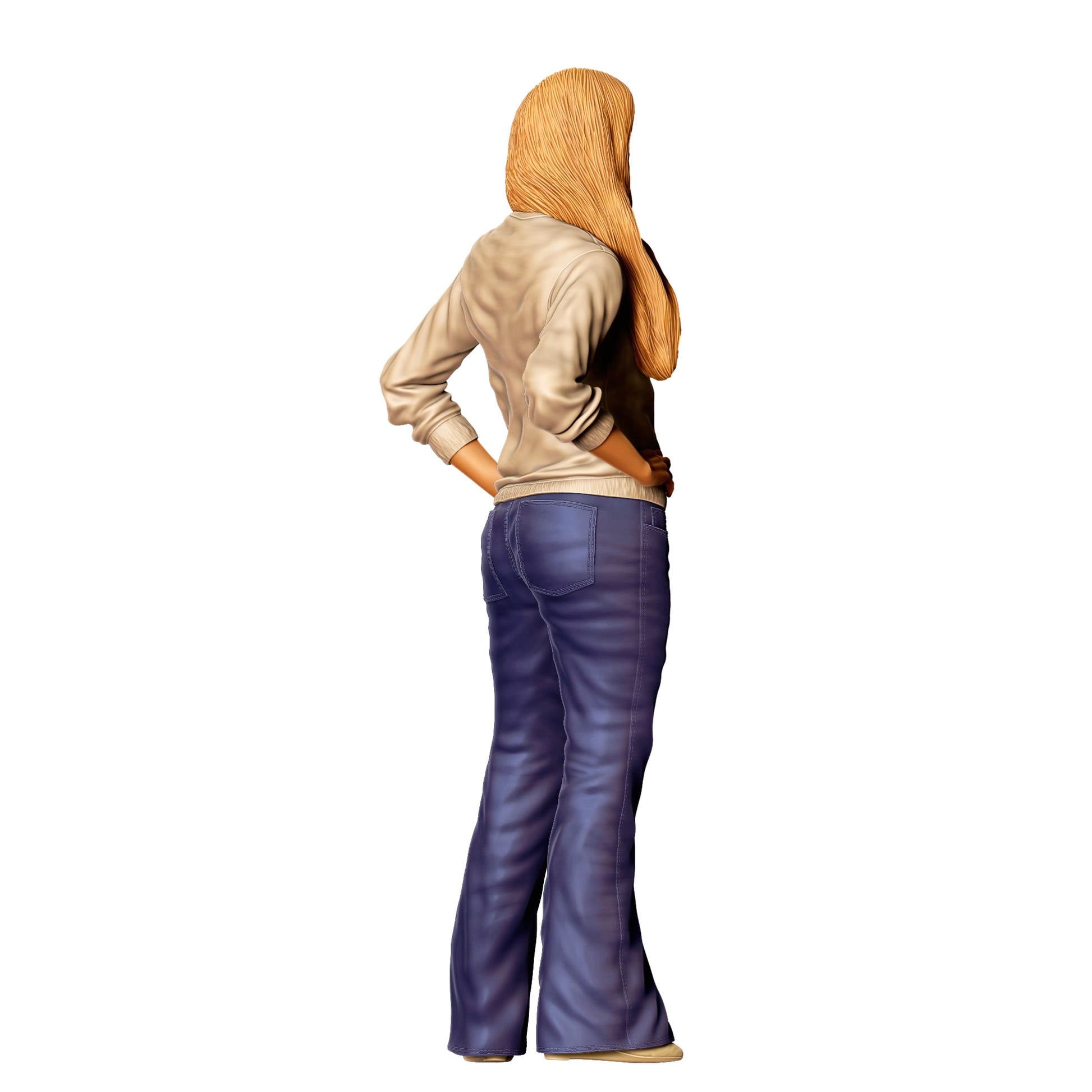 Diorama Modellbau Produktfoto 0: Frau mit langen Haaren in Pullover und Schlaghose – Figur im Retro-Stil (Ref. Nr. 437)