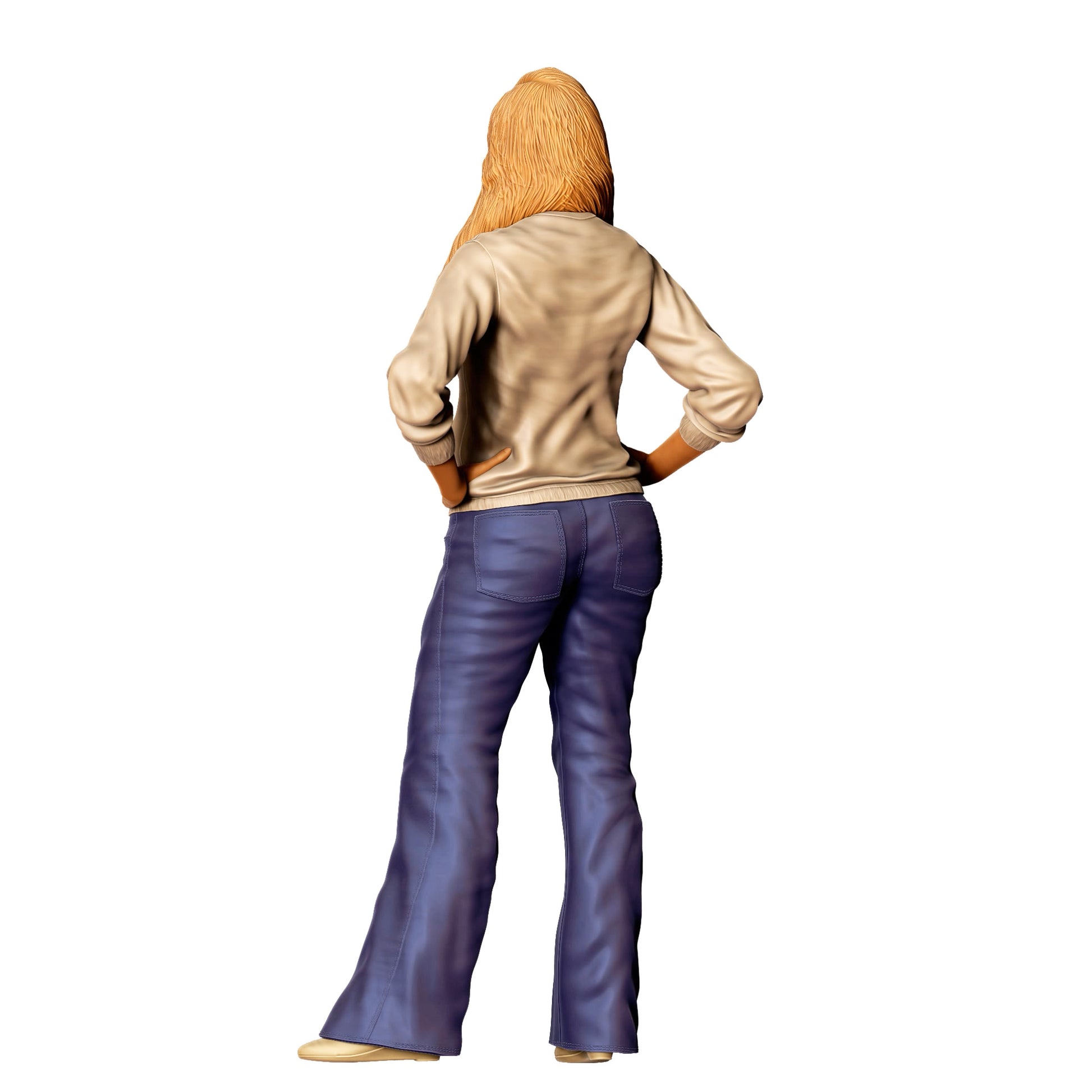 Diorama Modellbau Produktfoto 0: Frau mit langen Haaren in Pullover und Schlaghose – Figur im Retro-Stil (Ref. Nr. 437)