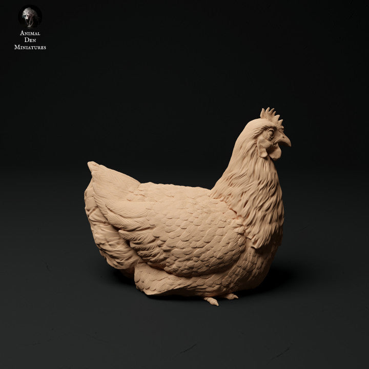 Produktová fotografie zvířecí figurky diorama, modelářství: 0: Farmářské zvířecí figurky: 3 slepice - jedící, sedící a běžící